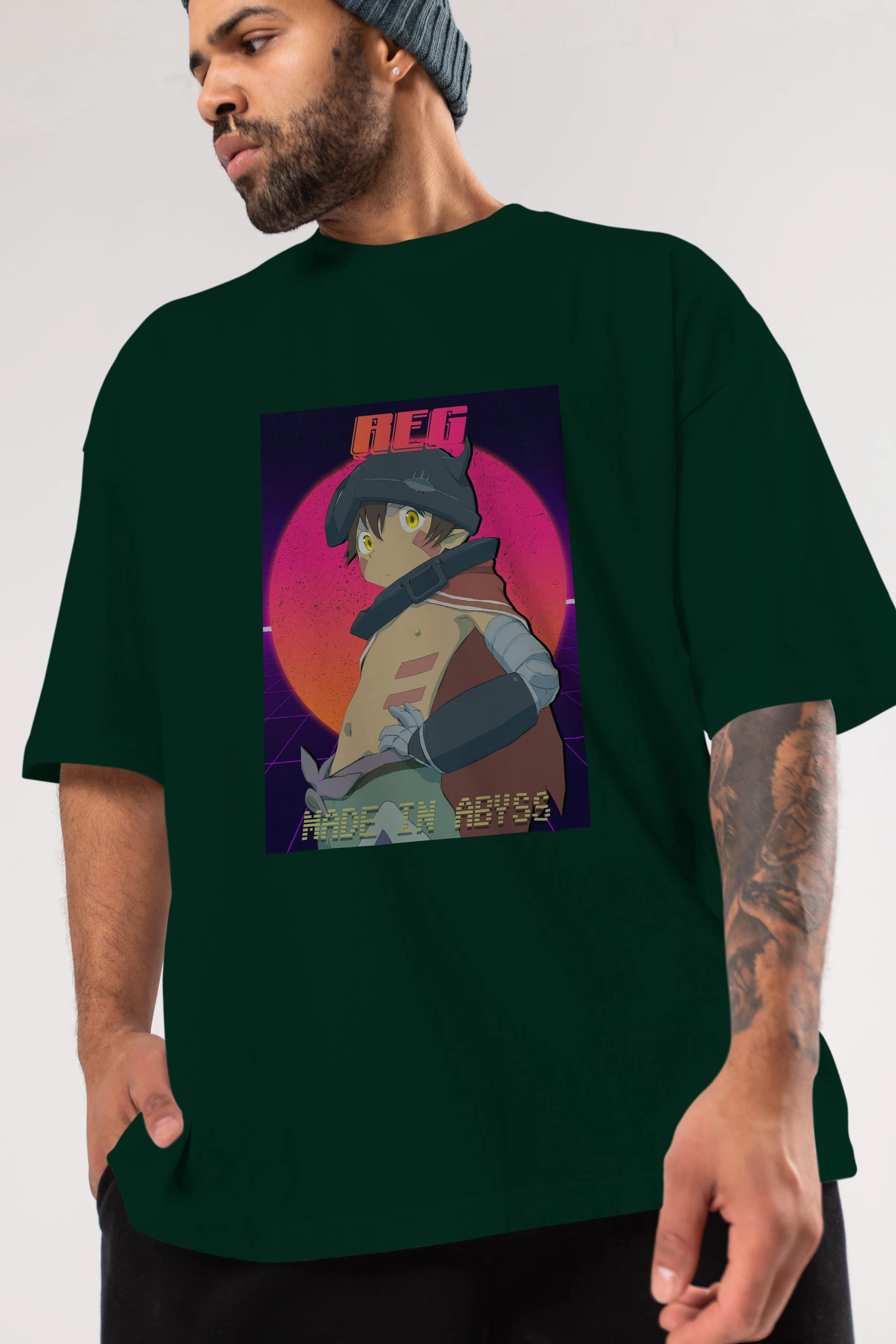 Reg 7 Anime Ön Baskılı Oversize t-shirt %100 pamuk Erkek Kadın Unisex