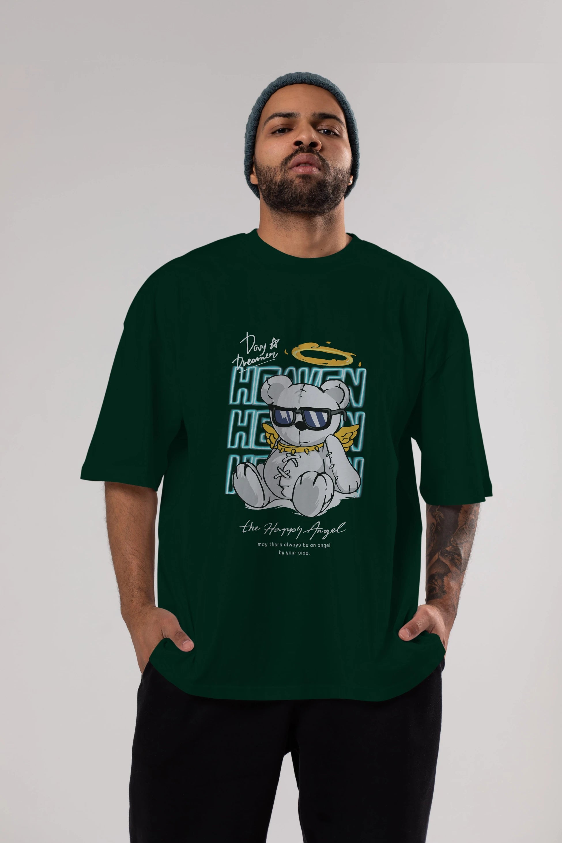 Heaven Bear Ön Baskılı Oversize t-shirt Erkek Kadın Unisex