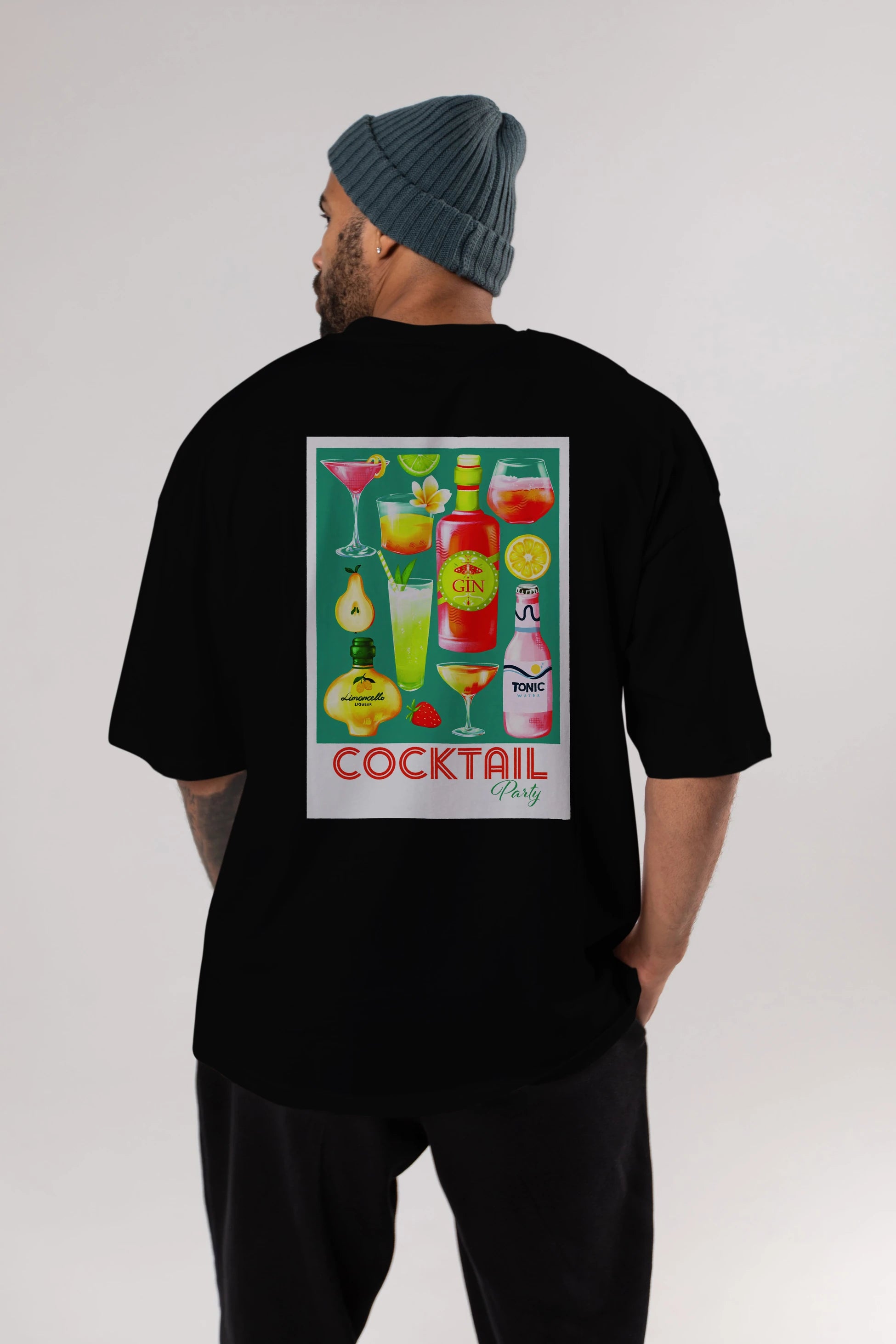 Cocktail Party 2 Arka Baskılı Oversize t-shirt Erkek Kadın Unisex %100 Pamuk Bisiklet Yaka tişort