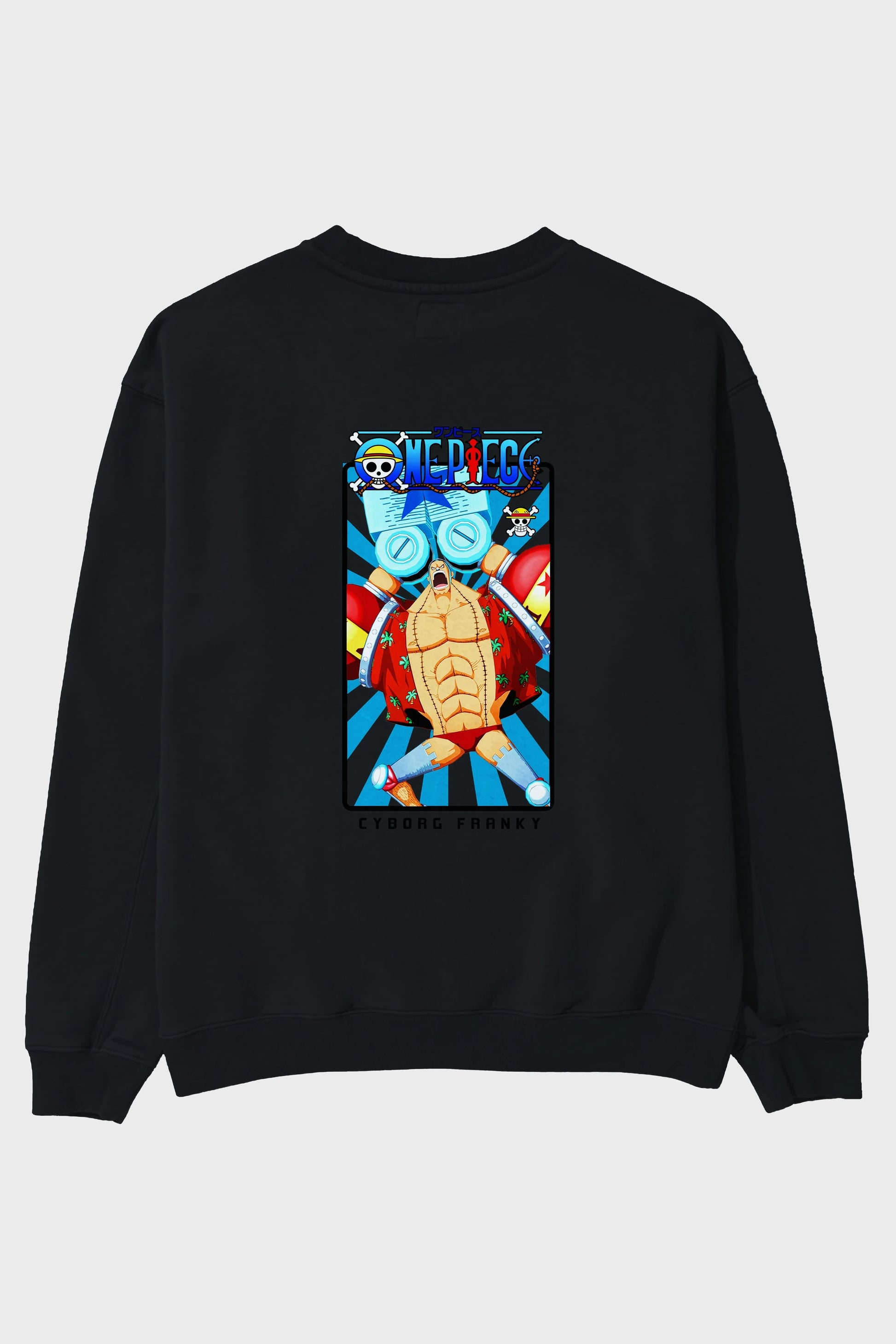 Franky Arka Baskılı Anime Oversize Sweatshirt Erkek Kadın Unisex