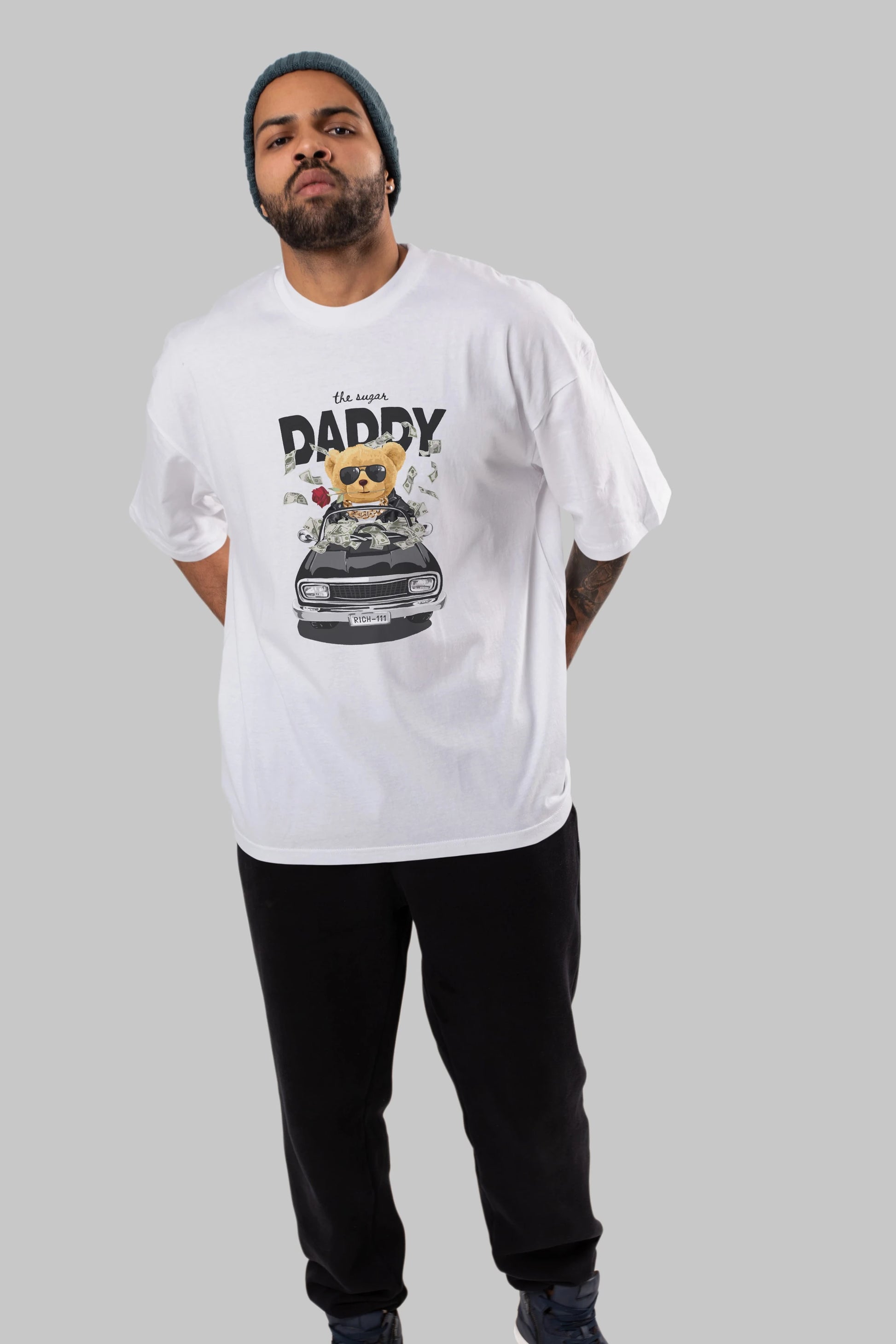 Teddy Bear Daddy Ön Baskılı Oversize t-shirt Erkek Kadın Unisex %100 Pamuk