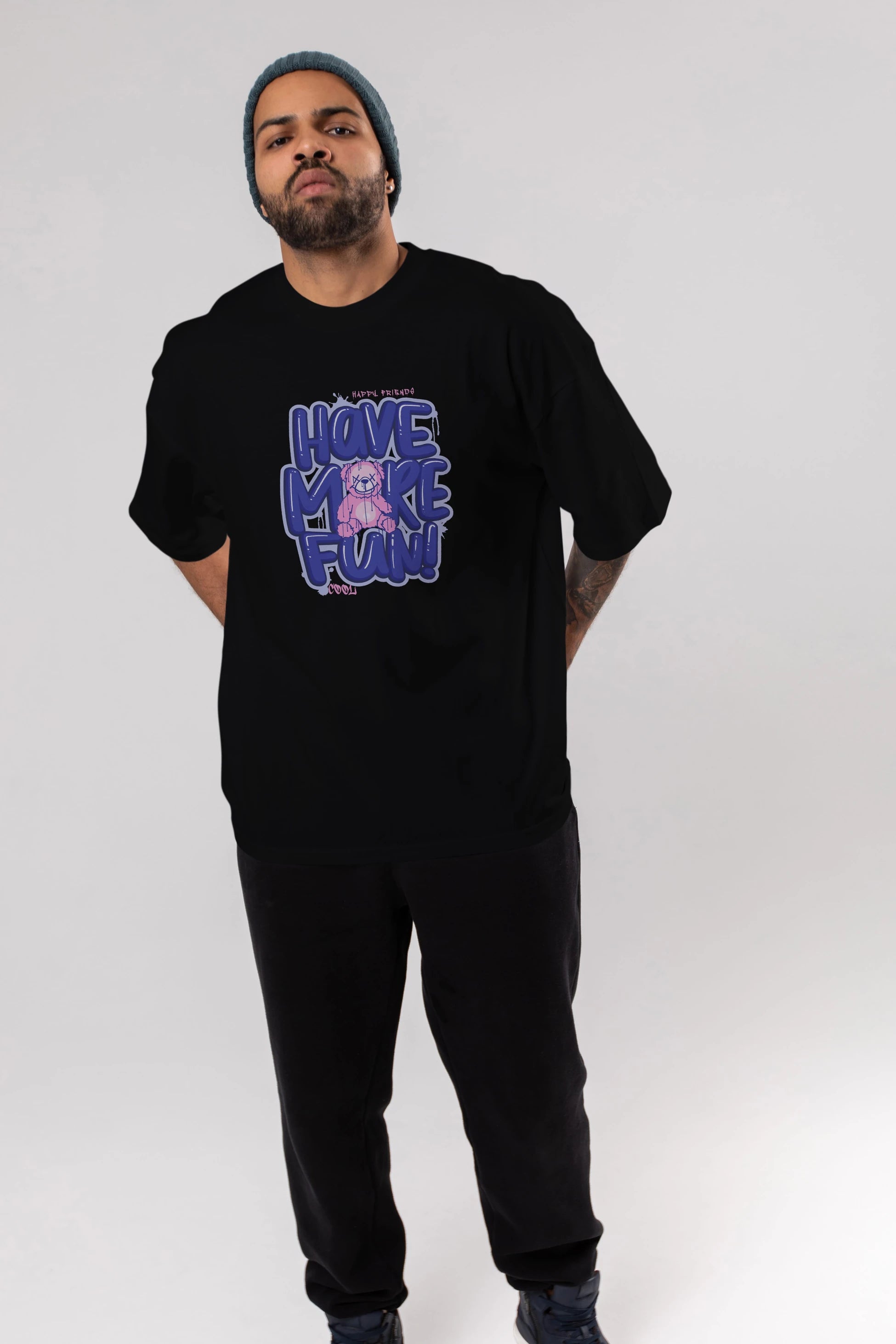 Have More Fun Bear Ön Baskılı Oversize t-shirt Erkek Kadın Unisex