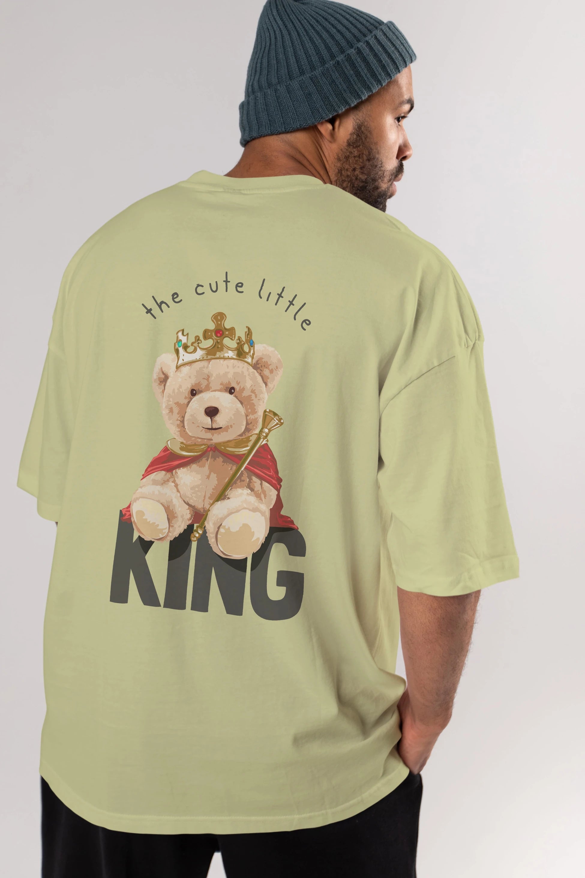 Teddy Bear King Arka Baskılı Oversize t-shirt Erkek Kadın Unisex %100 Pamuk