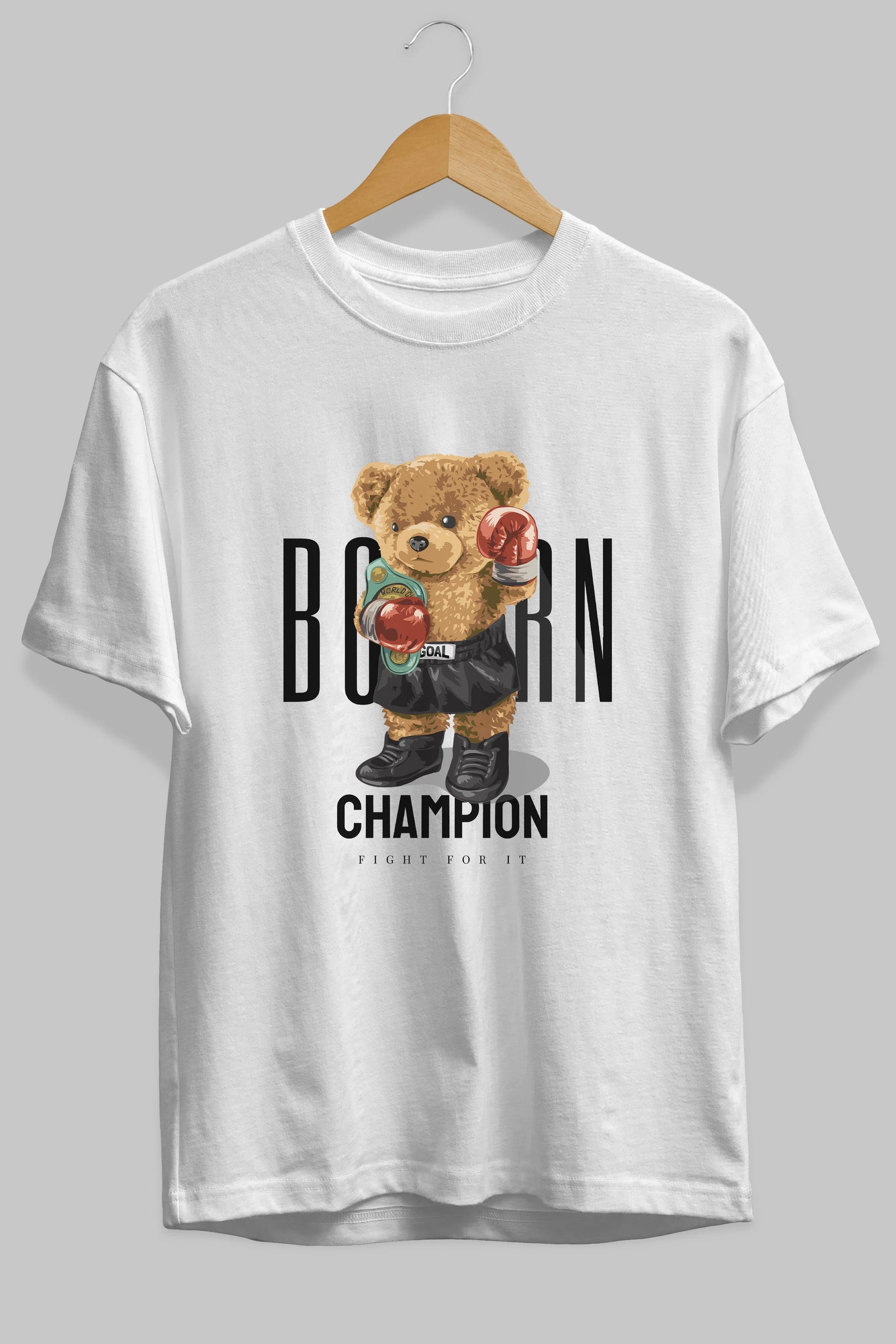 Teddy Bear Champion Ön Baskılı Oversize t-shirt Erkek Kadın Unisex %100 Pamuk