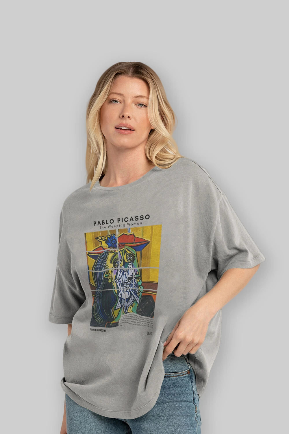 Pablo Picasso ön Baskılı Oversize t-shirt Erkek Kadın Bisiklet Yaka Pamuk tişort