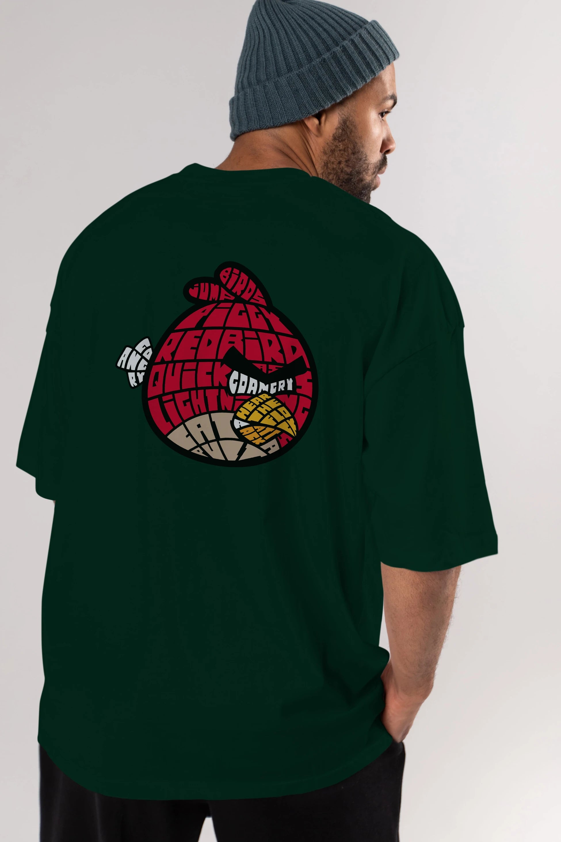 Bird With Anger Arka Baskılı Oversize t-shirt %100 pamuk Erkek Kadın Unisex