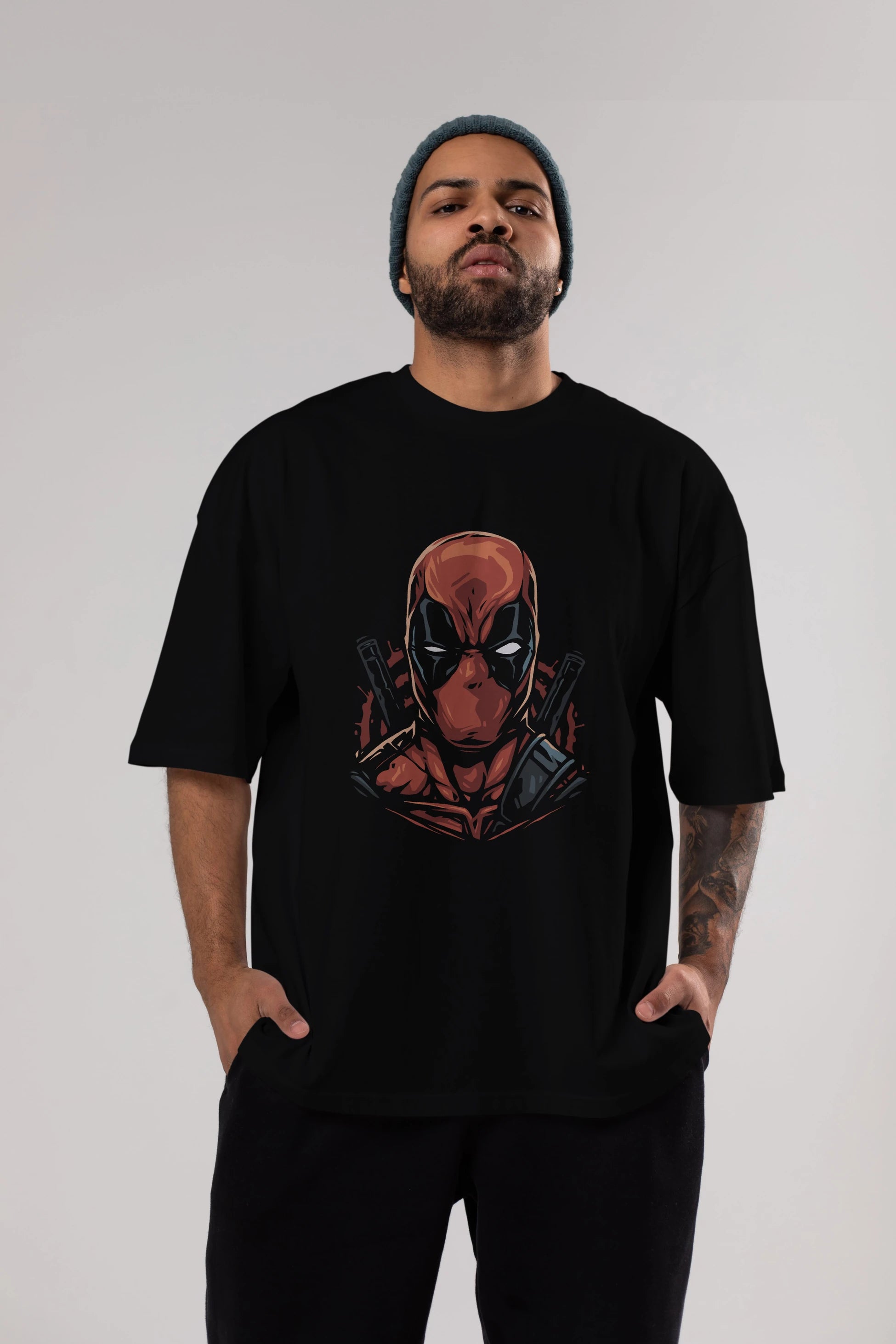 Deadpool (10) Ön Baskılı Oversize t-shirt Erkek Kadın Unisex %100 Pamuk Bisiklet Yaka tişort