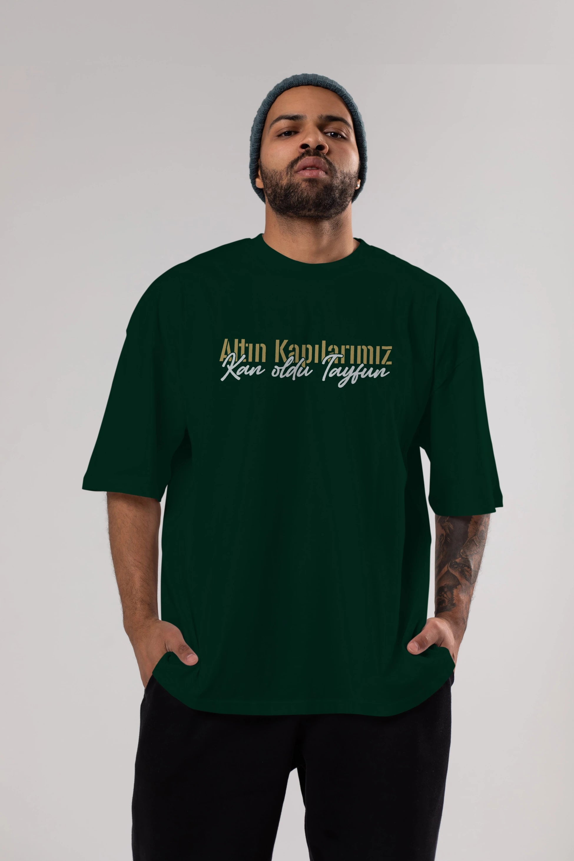 Altın Kapılarımız Kan Oldu Ön Baskılı Oversize t-shirt %100 pamuk Erkek Kadın Unisex
