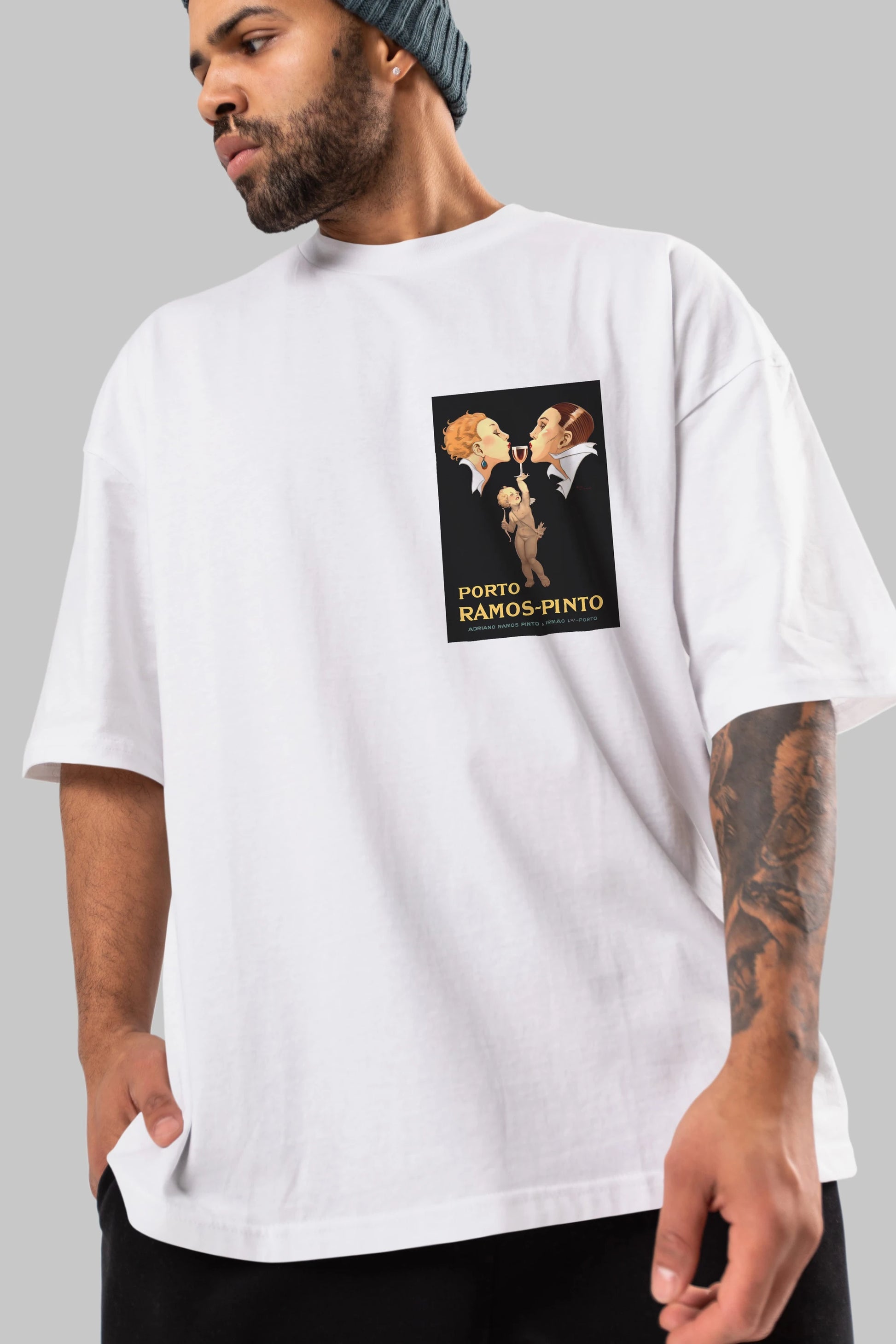 Porto Ramos Pinto Ön Sol Baskılı Oversize t-shirt Erkek Kadın Unisex %100 Pamuk Bisiklet Yaka tişort