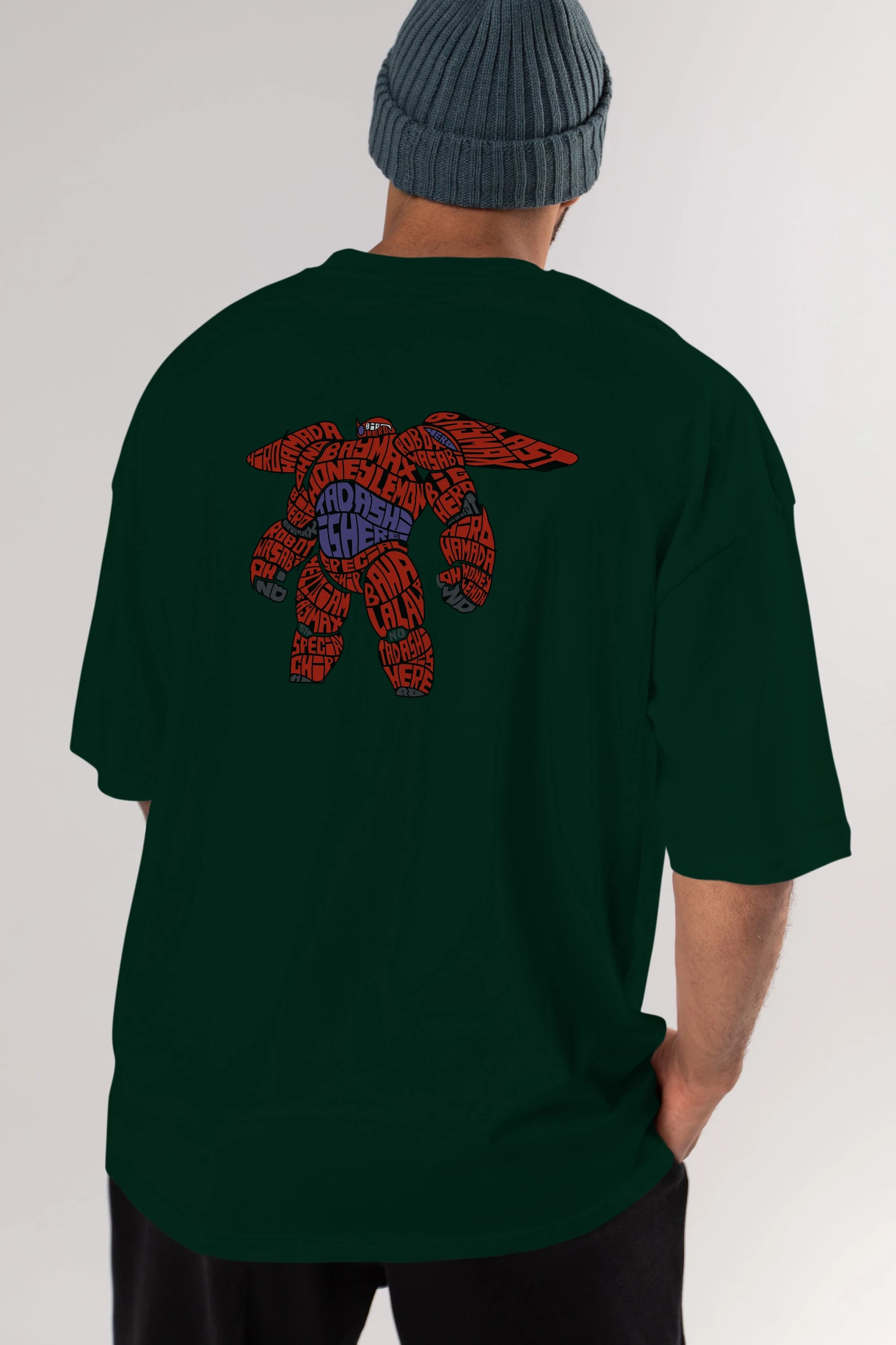 Baymax Arka Baskılı Oversize t-shirt %100 pamuk Erkek Kadın Unisex