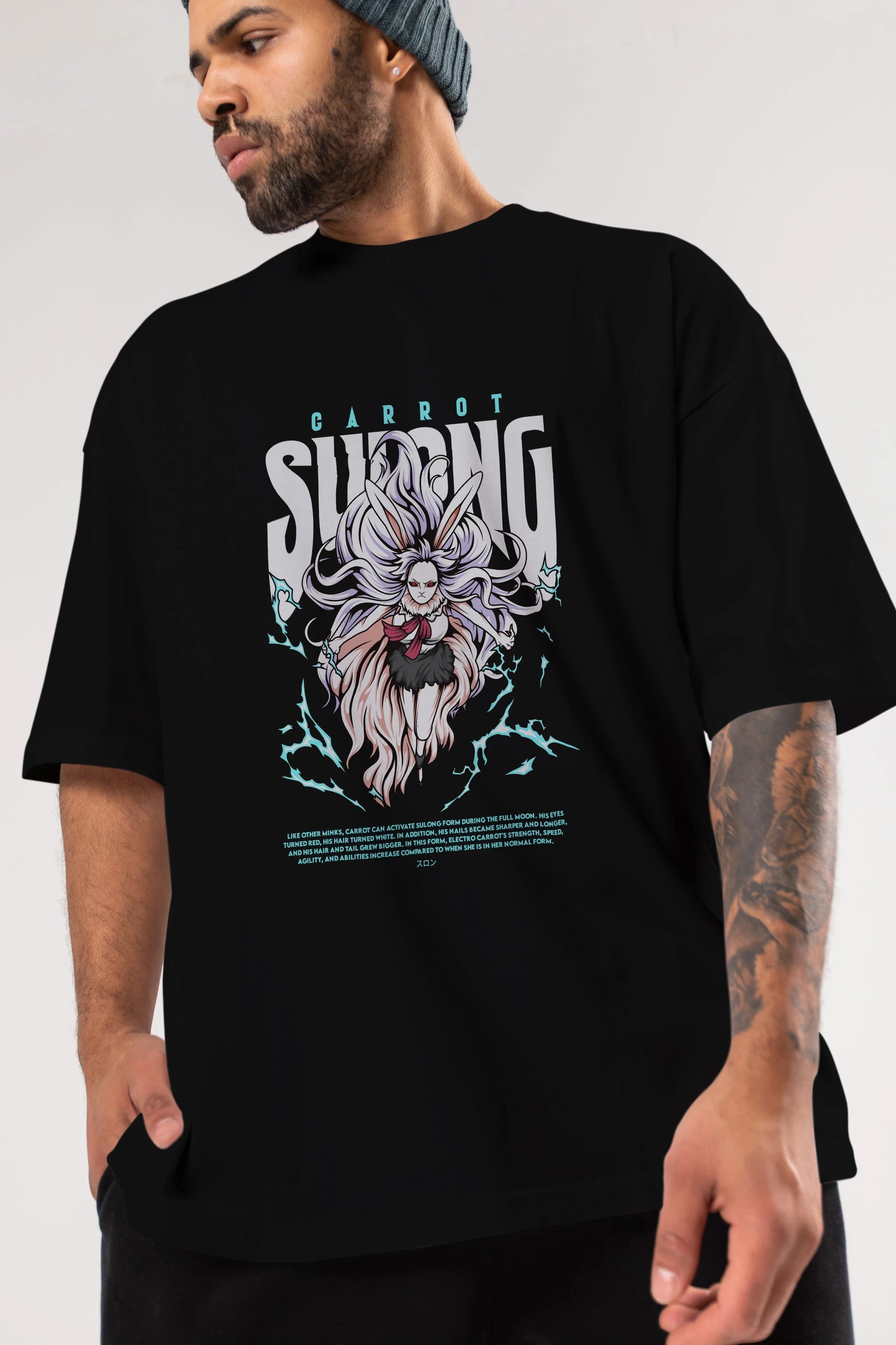 Carrot Sulong Anime Ön Baskılı Oversize t-shirt %100 pamuk Erkek Kadın Unisex