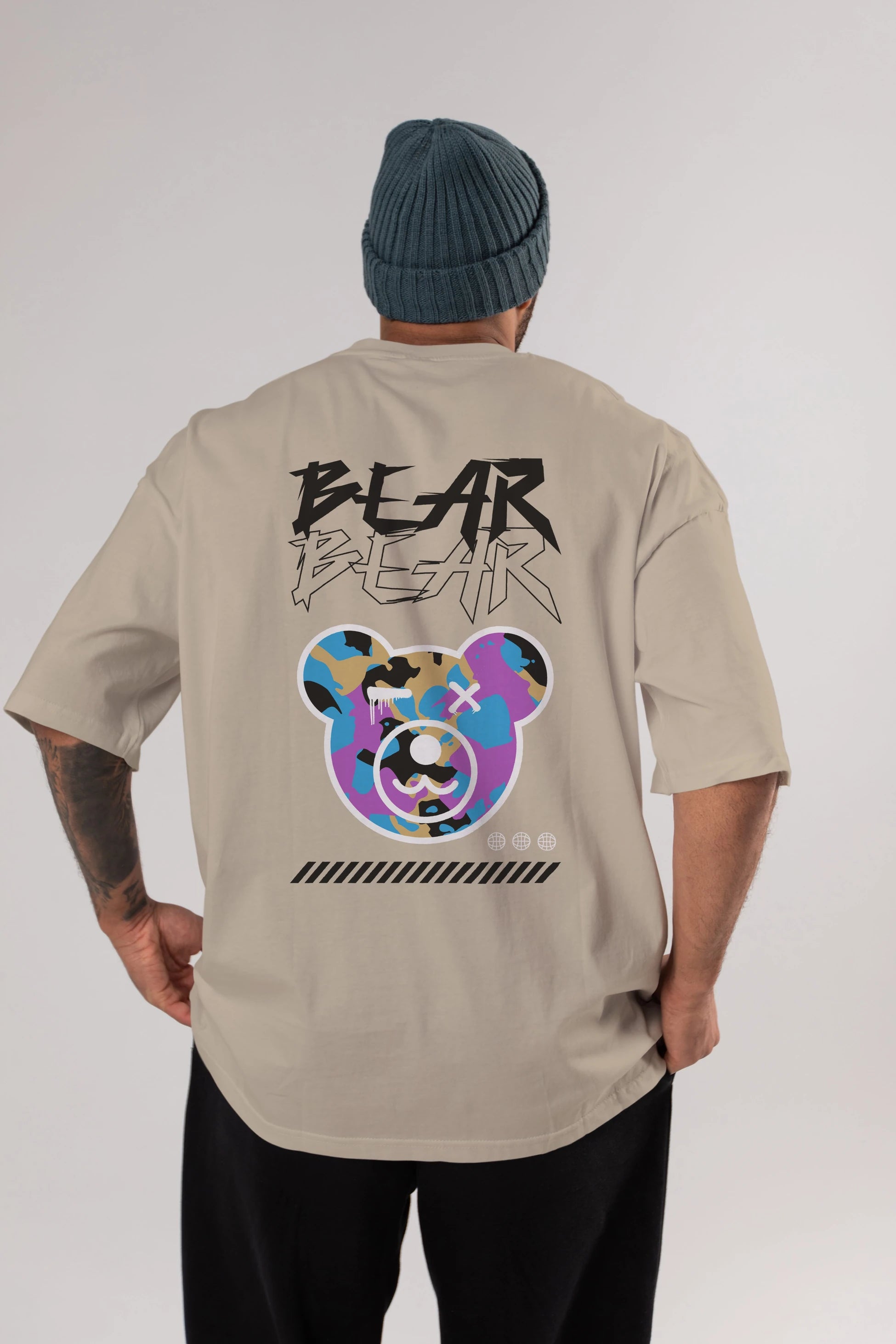 Bear Bear Arka Baskılı Oversize t-shirt Erkek Kadın Unisex