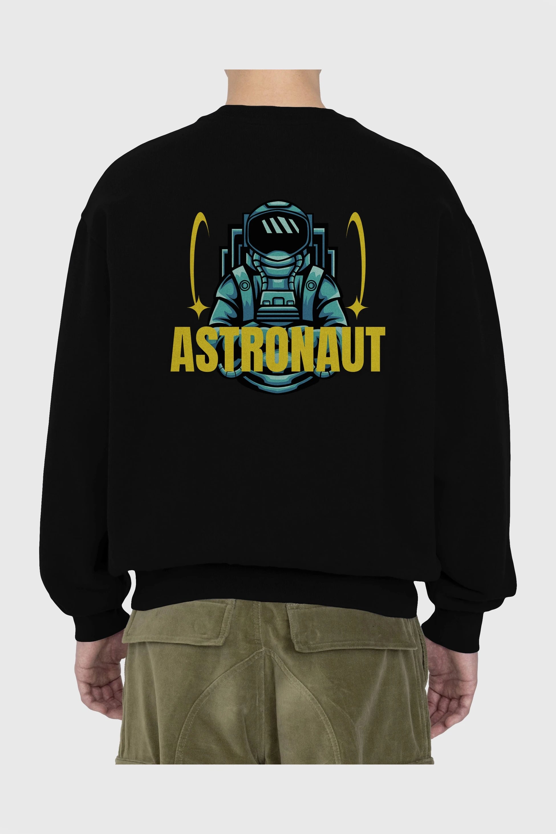Astronaut Arka Baskılı Oversize Sweatshirt Erkek Kadın Unisex
