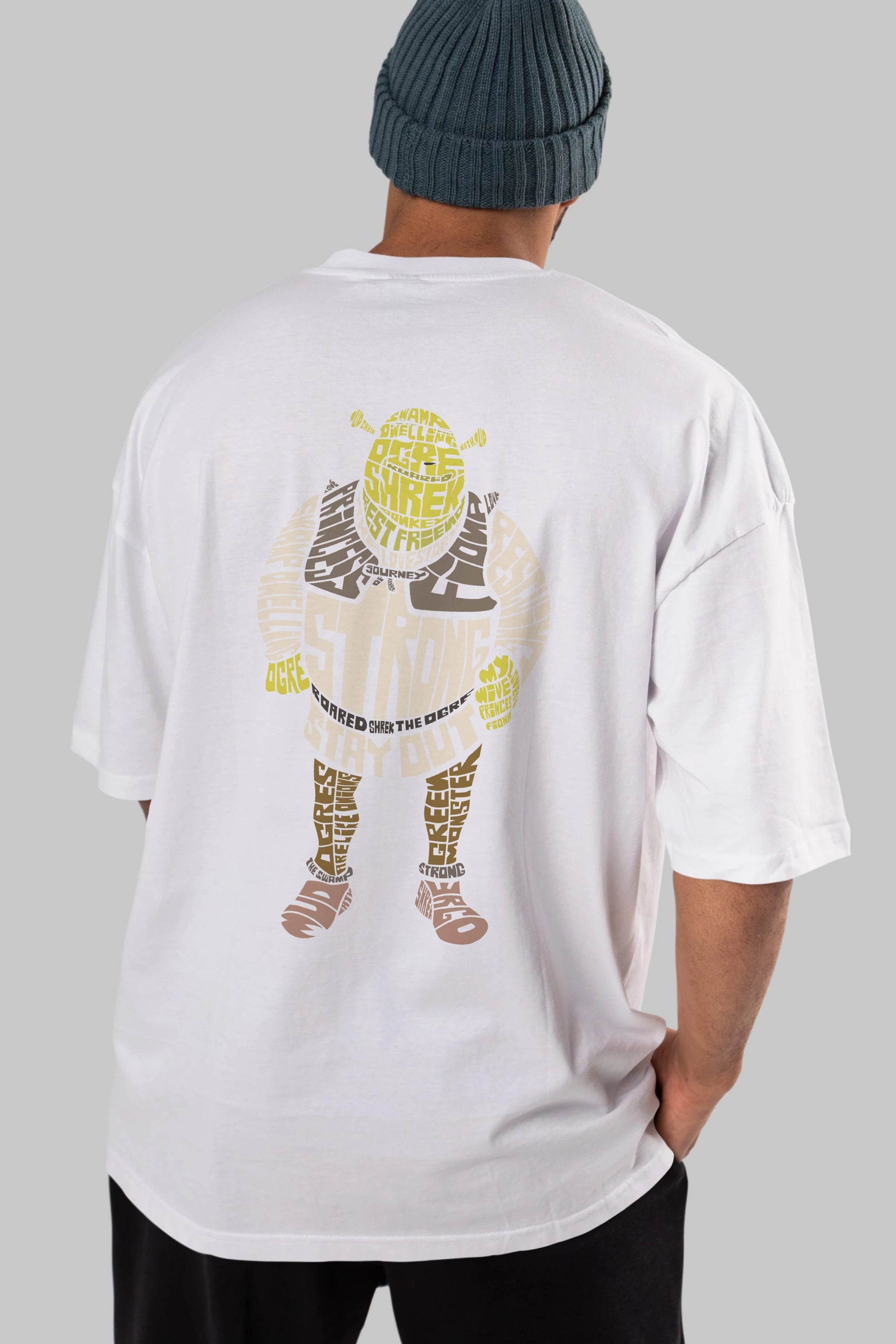 Shrek Arka Baskılı Oversize t-shirt %100 pamuk Erkek Kadın Unisex