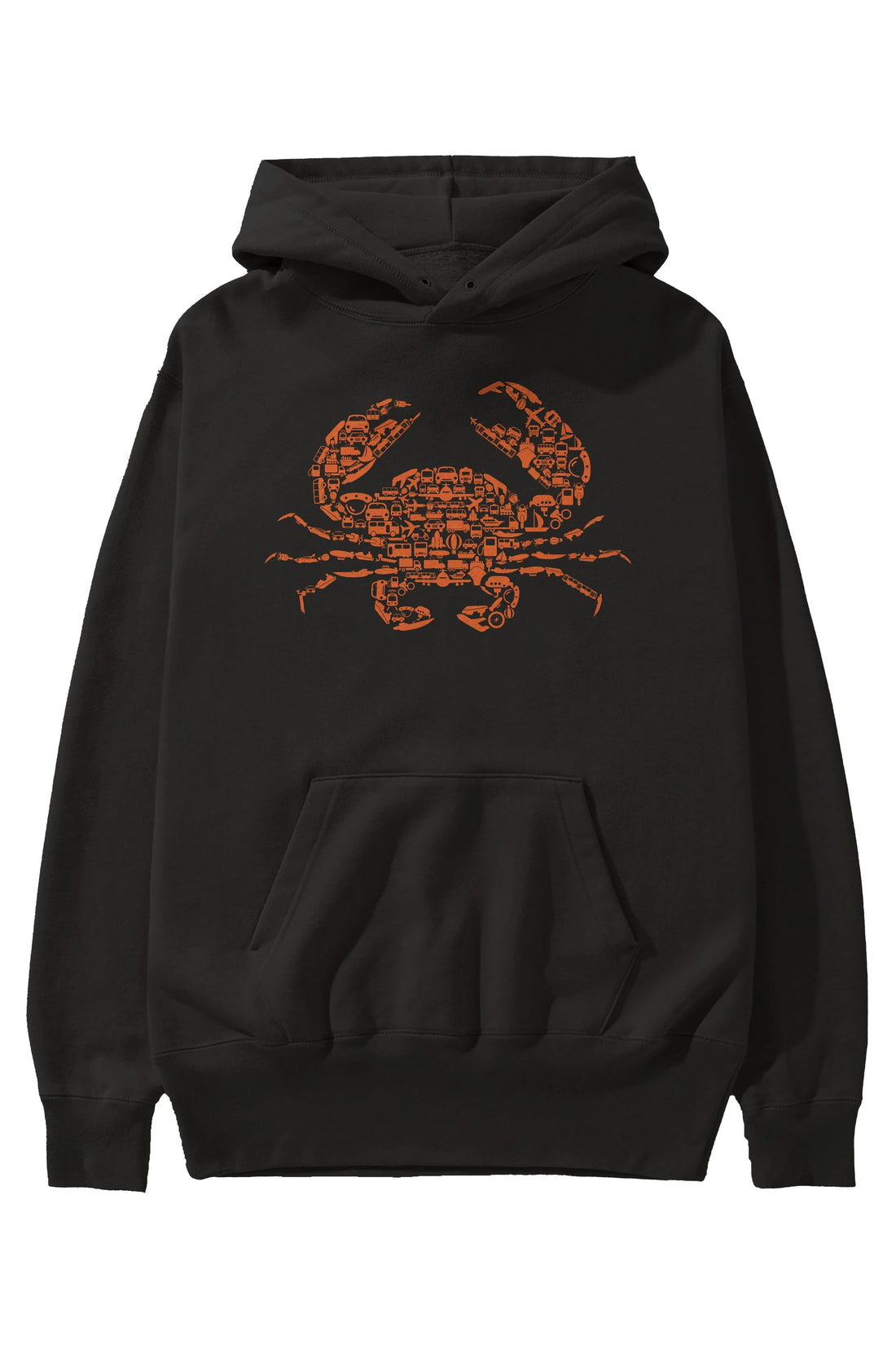 Crab Ön Baskılı Hoodie Oversize Kapüşonlu Sweatshirt Erkek Kadın Unisex