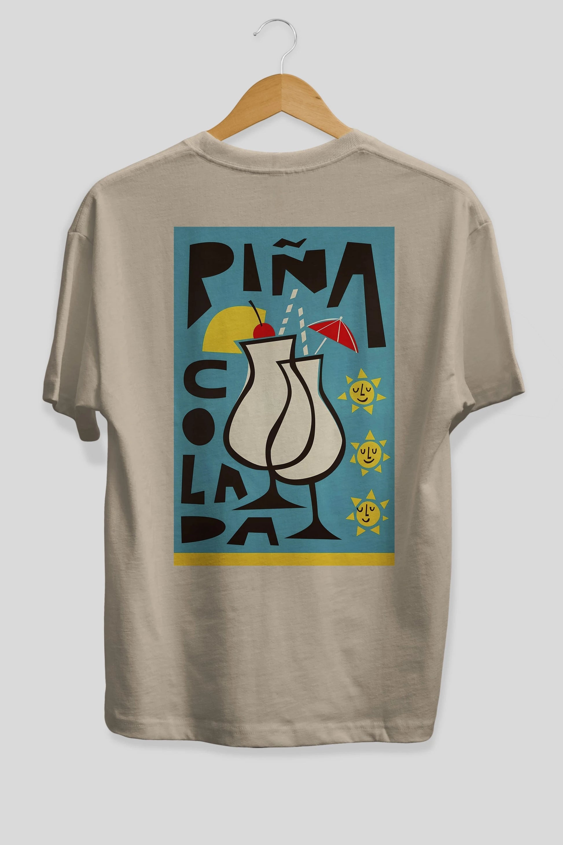 Pina Colada 4 Arka Baskılı Oversize t-shirt Erkek Kadın Unisex %100 Pamuk Bisiklet Yaka tişort