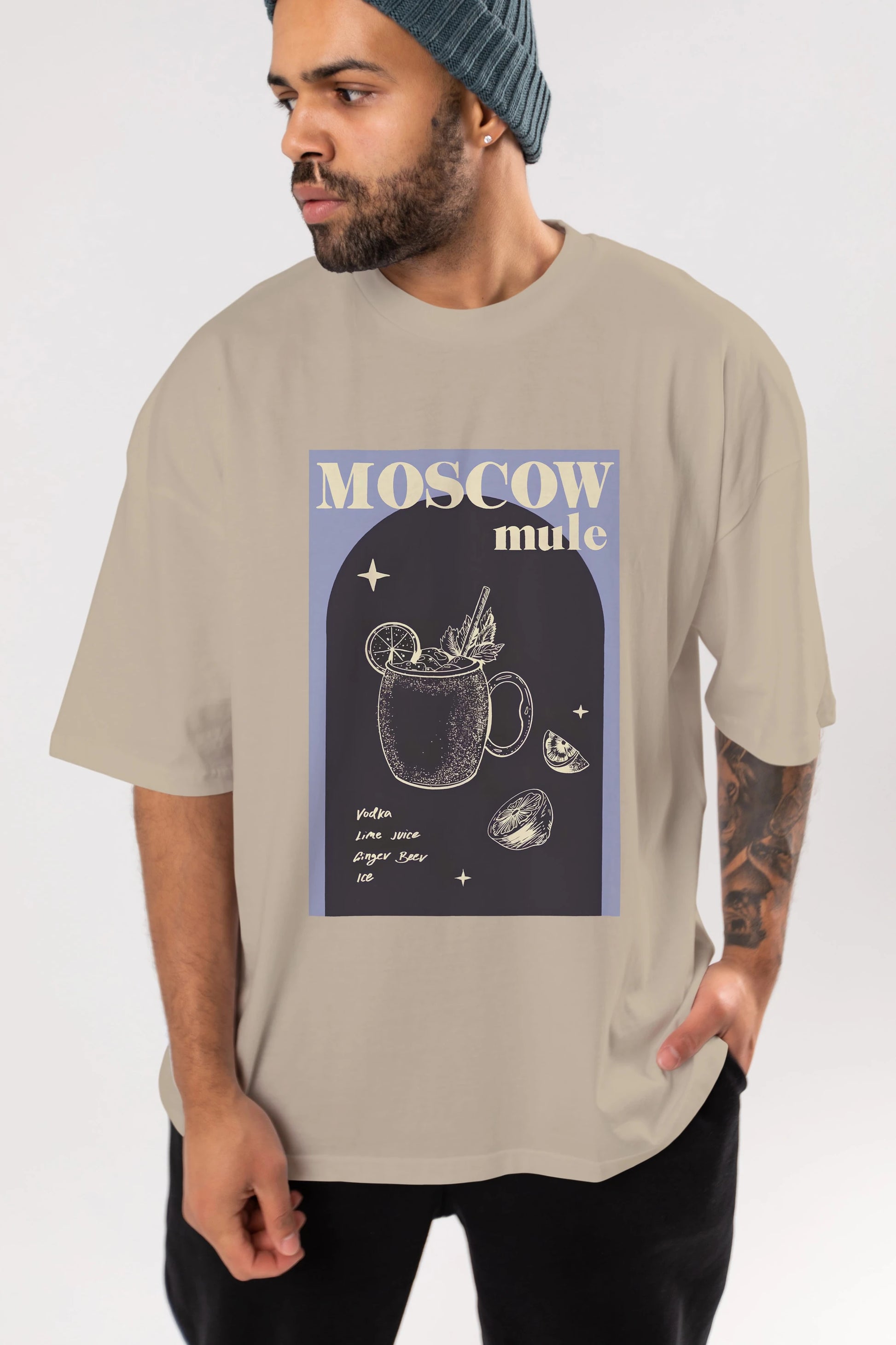 Moscow Mule Ön Baskılı Oversize t-shirt Erkek Kadın Unisex %100 Pamuk Bisiklet Yaka tişort