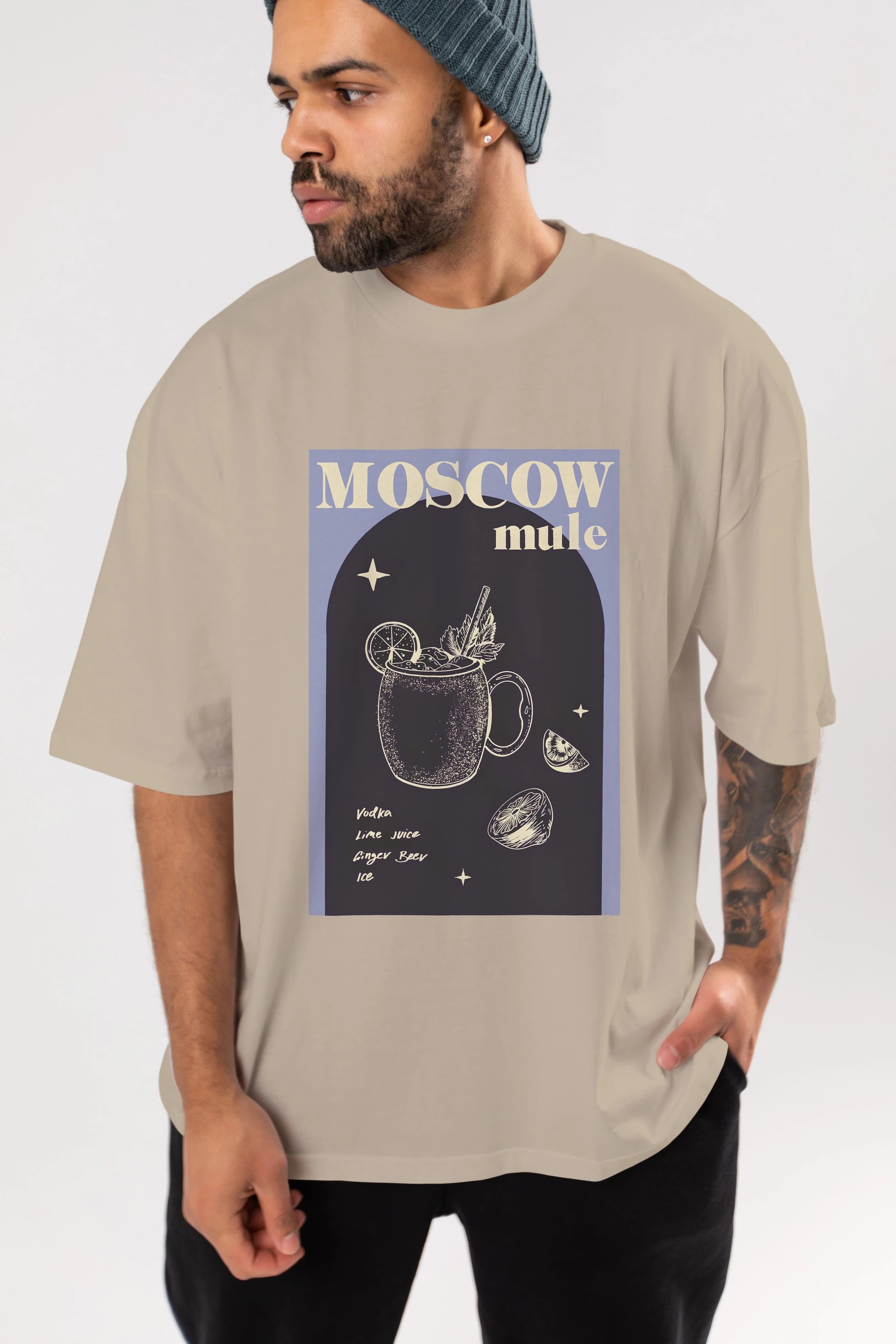 Moscow Mule Ön Baskılı Oversize t-shirt Erkek Kadın Unisex %100 Pamuk Bisiklet Yaka tişort