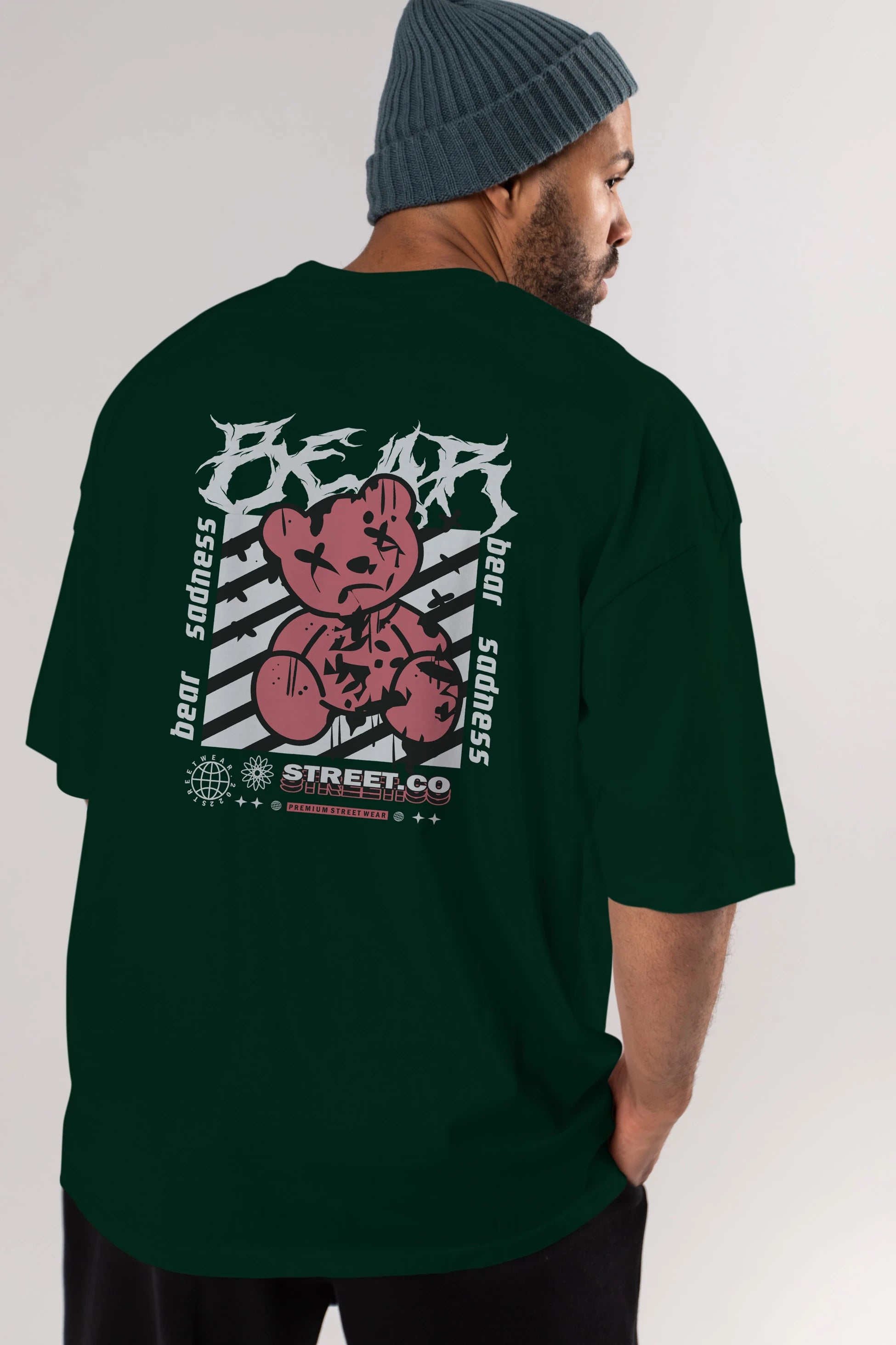 Bear Sadness Arka Baskılı Oversize t-shirt Erkek Kadın Unisex