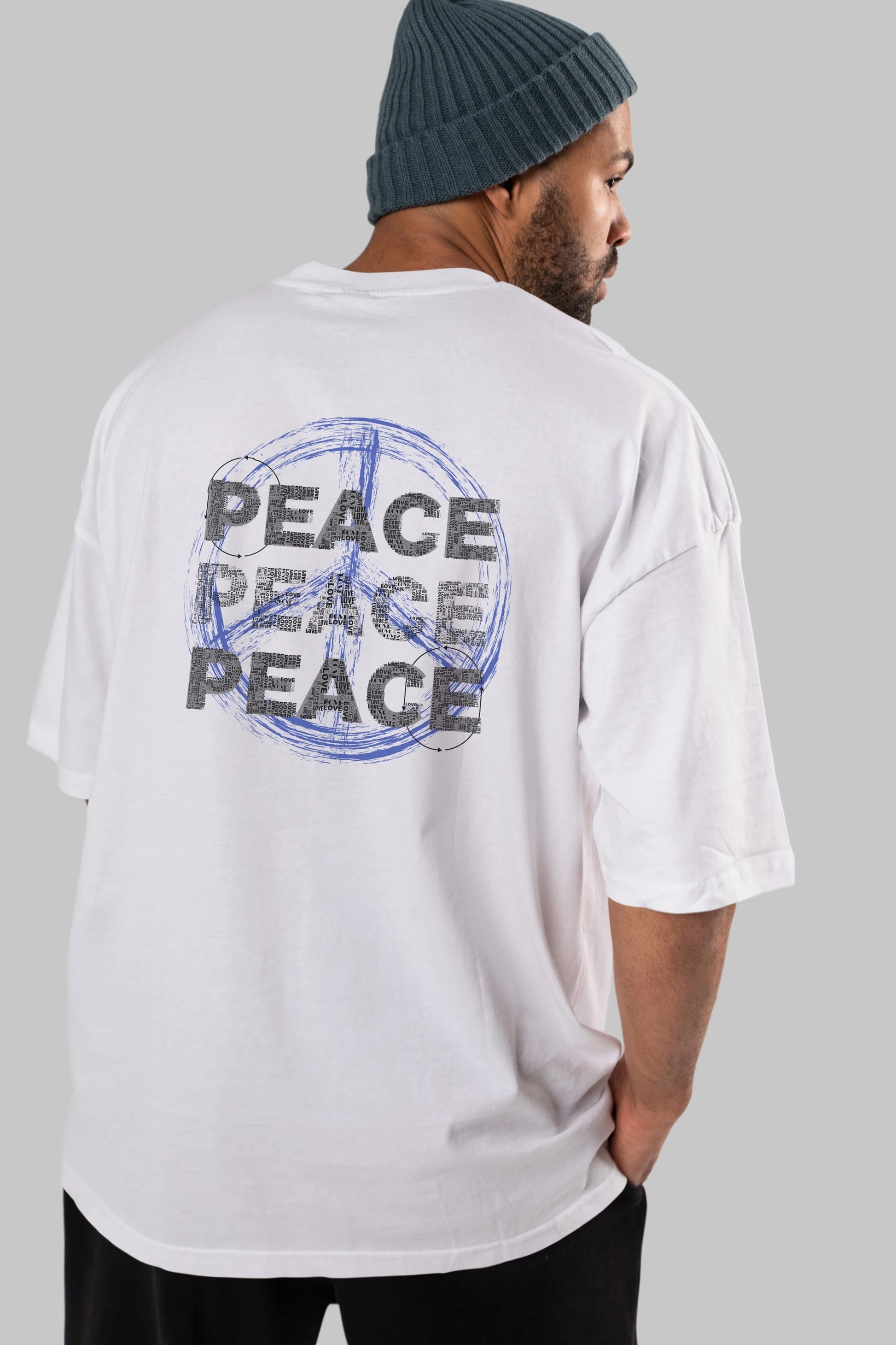 Peace Yazılı Arka Baskılı Oversize t-shirt Erkek Kadın Unisex