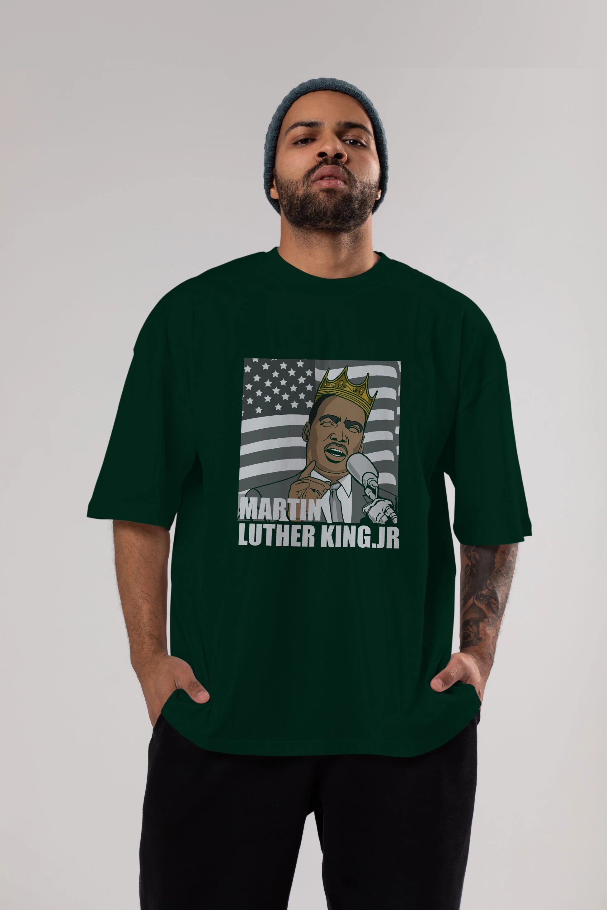 Luther King Ön Baskılı Oversize t-shirt Erkek Kadın Unisex %100 Pamuk tişort