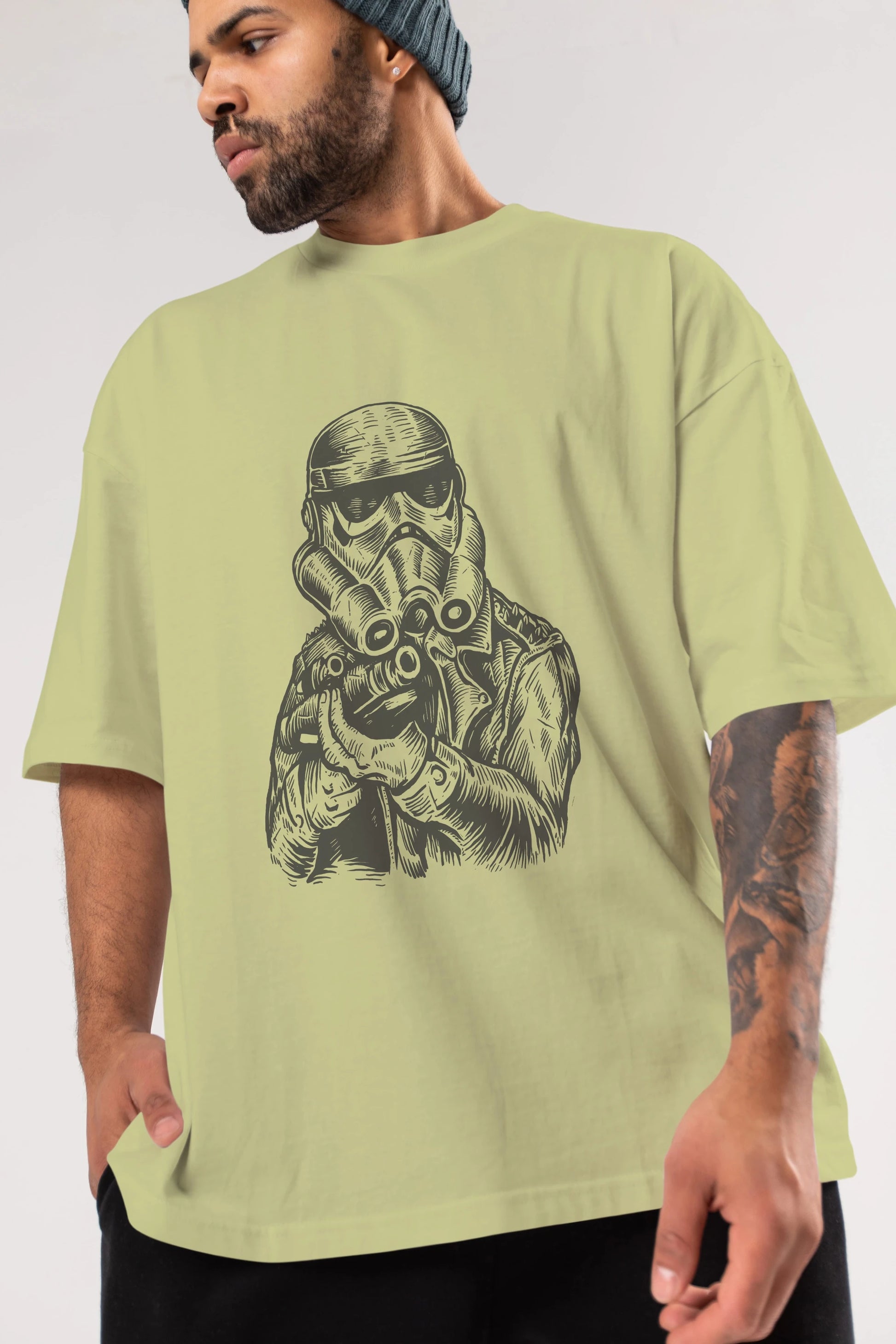 Punktrooper Ön Baskılı Oversize t-shirt Erkek Kadın Unisex %100 Pamuk tişort