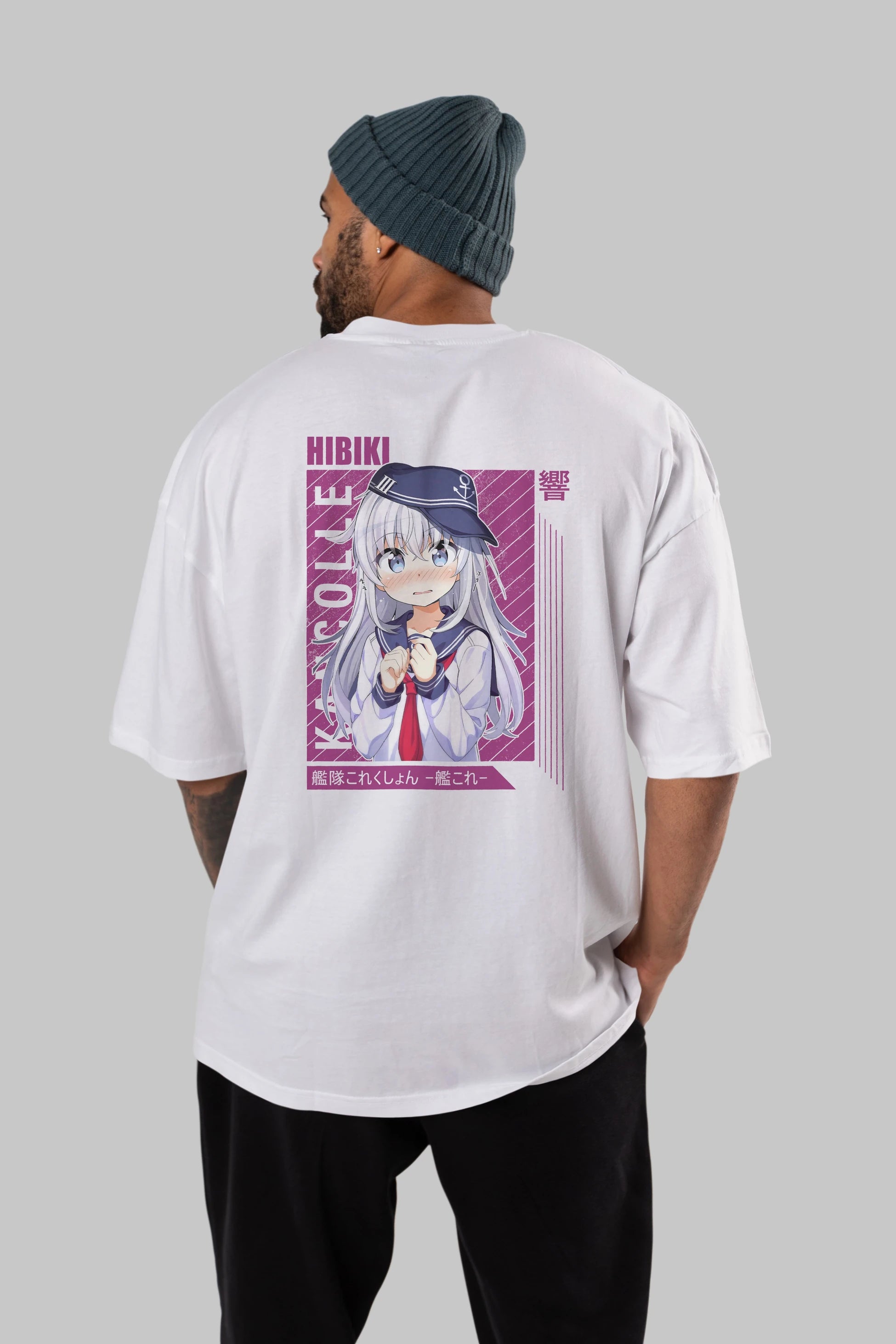 Hibiki 4 Anime Arka Baskılı Oversize t-shirt Erkek Kadın Unisex