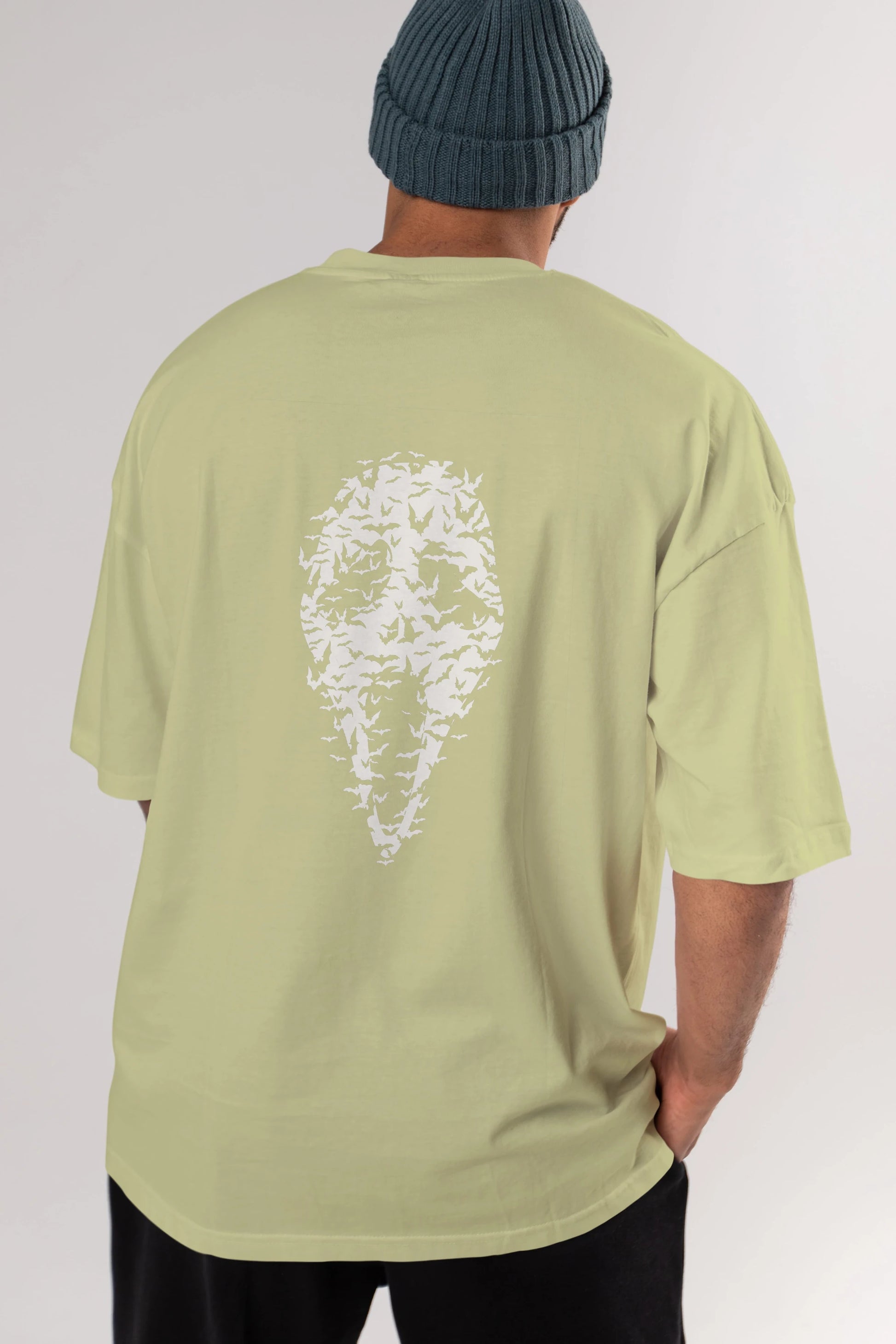 Ghost Face Bats Arka Baskılı Oversize t-shirt %100 pamuk Erkek Kadın Unisex