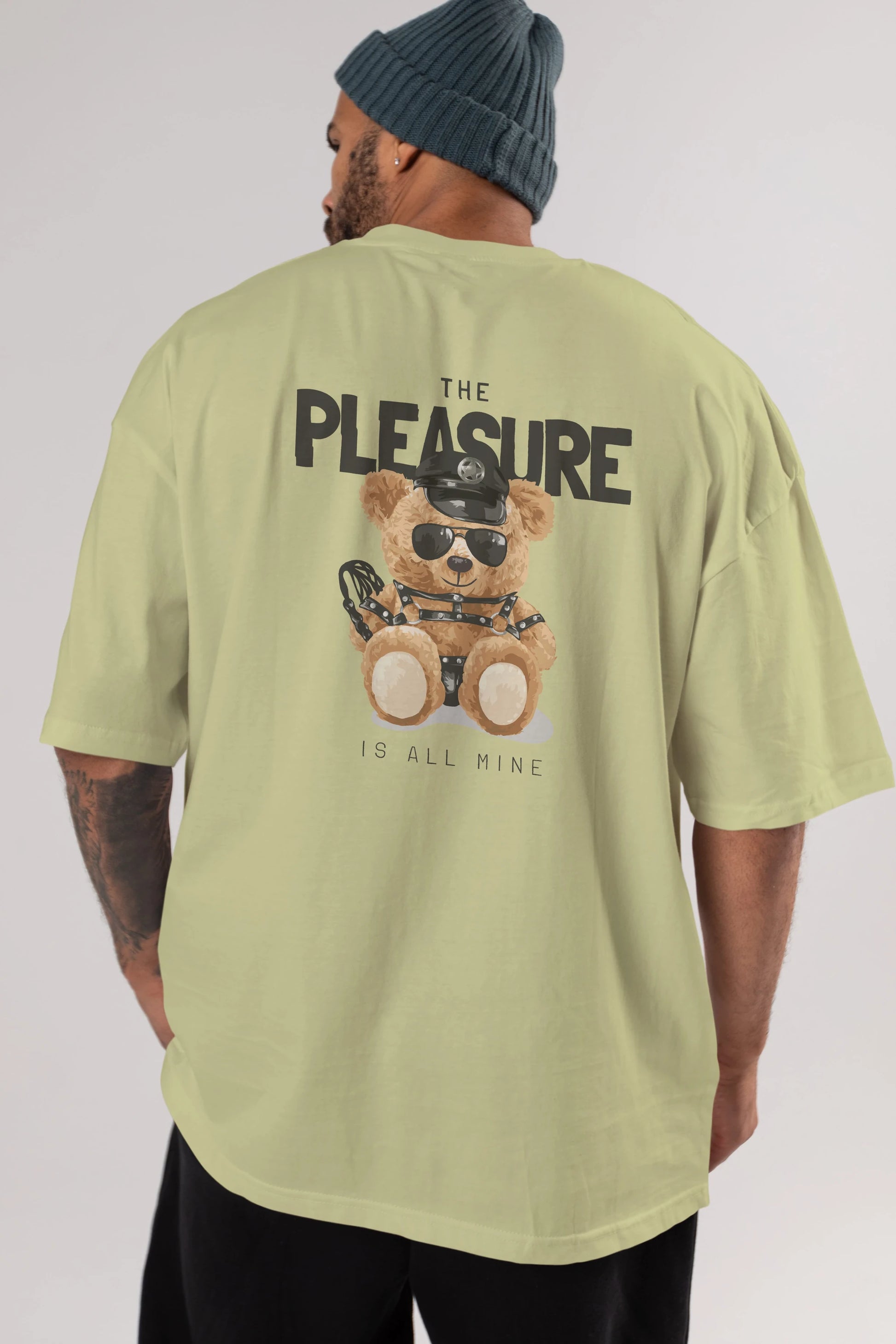 Teddy Bear The Pleasure Arka Baskılı Oversize t-shirt Erkek Kadın Unisex %100 Pamuk