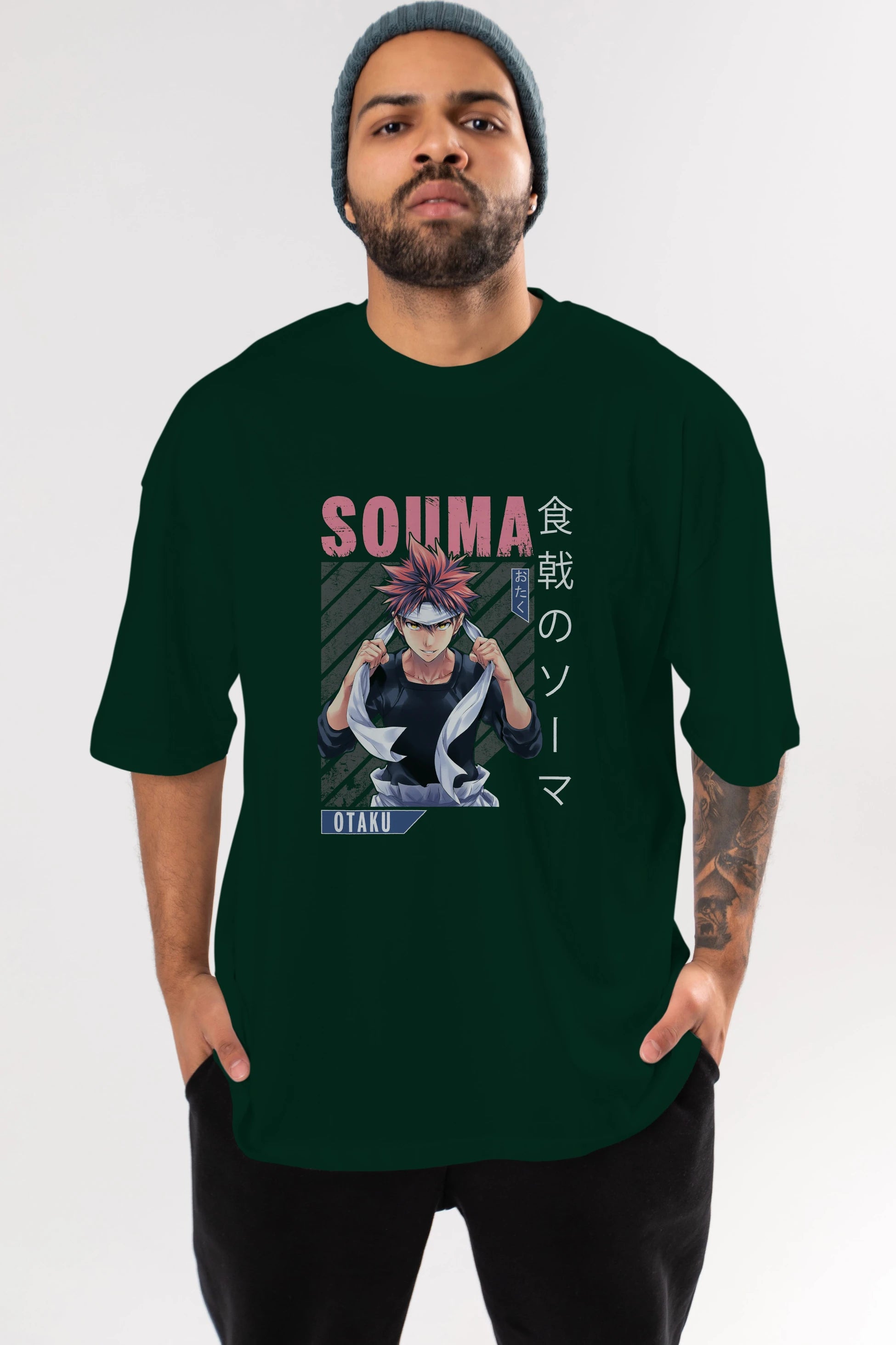 Souma Yukihira 8 Anime Ön Baskılı Oversize t-shirt %100 pamuk Erkek Kadın Unisex