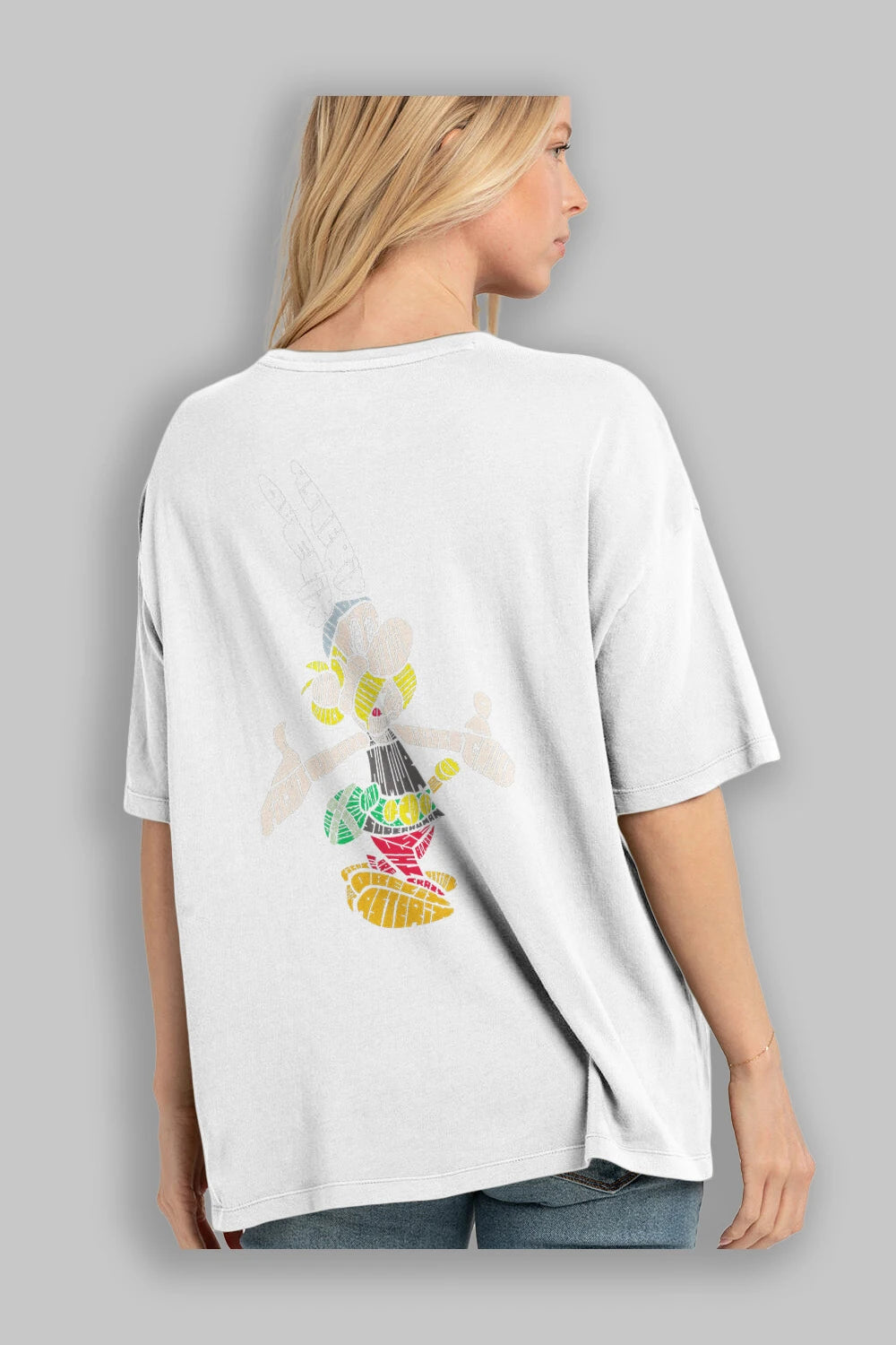 Asterix Arka Baskılı Oversize t-shirt %100 pamuk Erkek Kadın Unisex