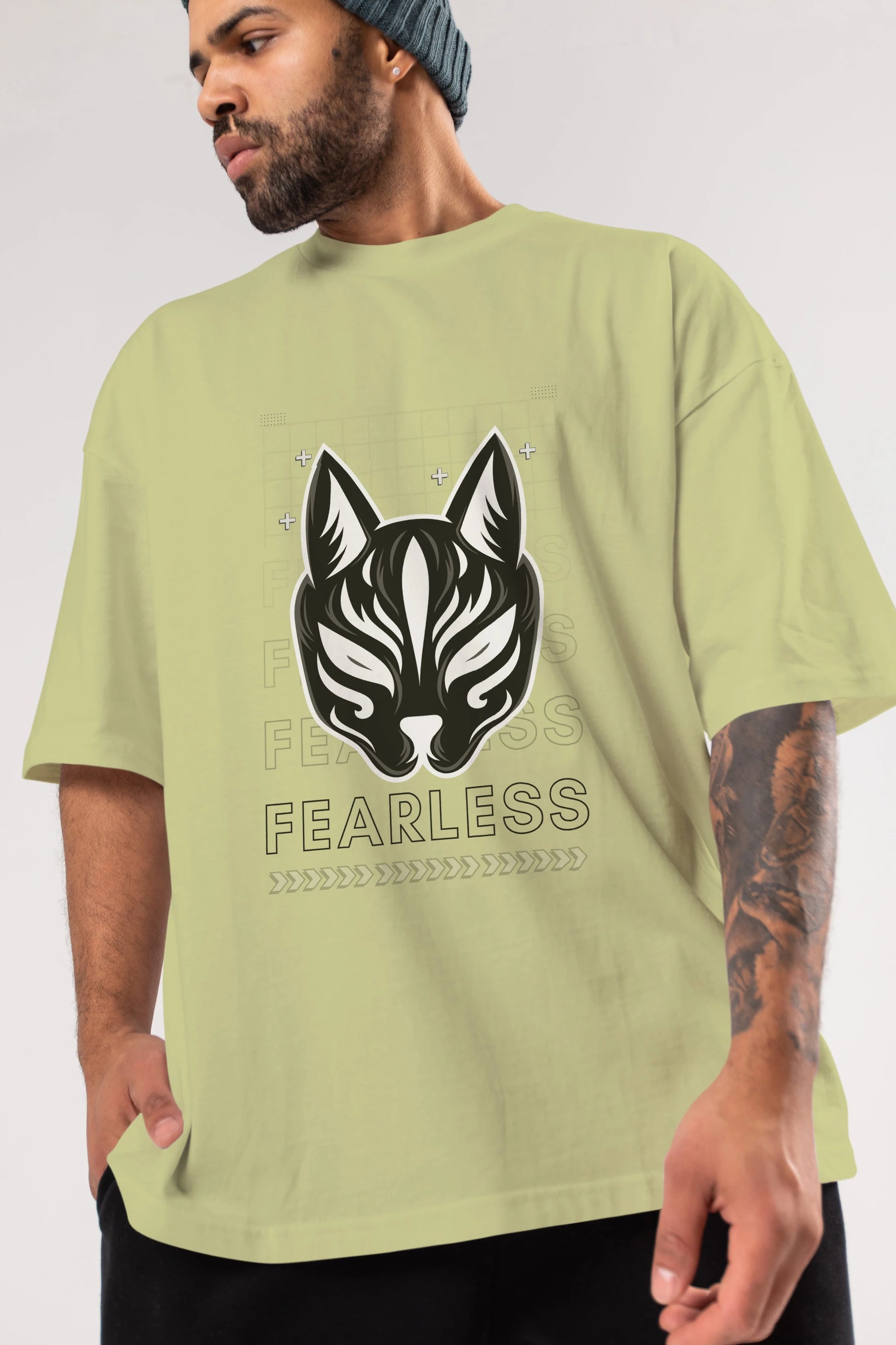 Fearless Yazılı Ön Baskılı Oversize t-shirt Erkek Kadın Unisex