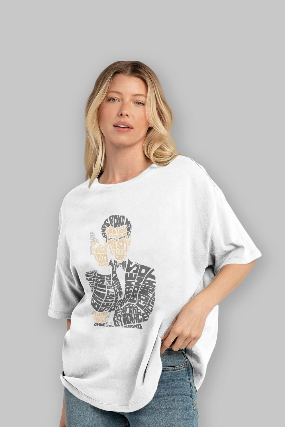 James Bond Ön Baskılı Oversize t-shirt %100 pamuk Erkek Kadın Unisex