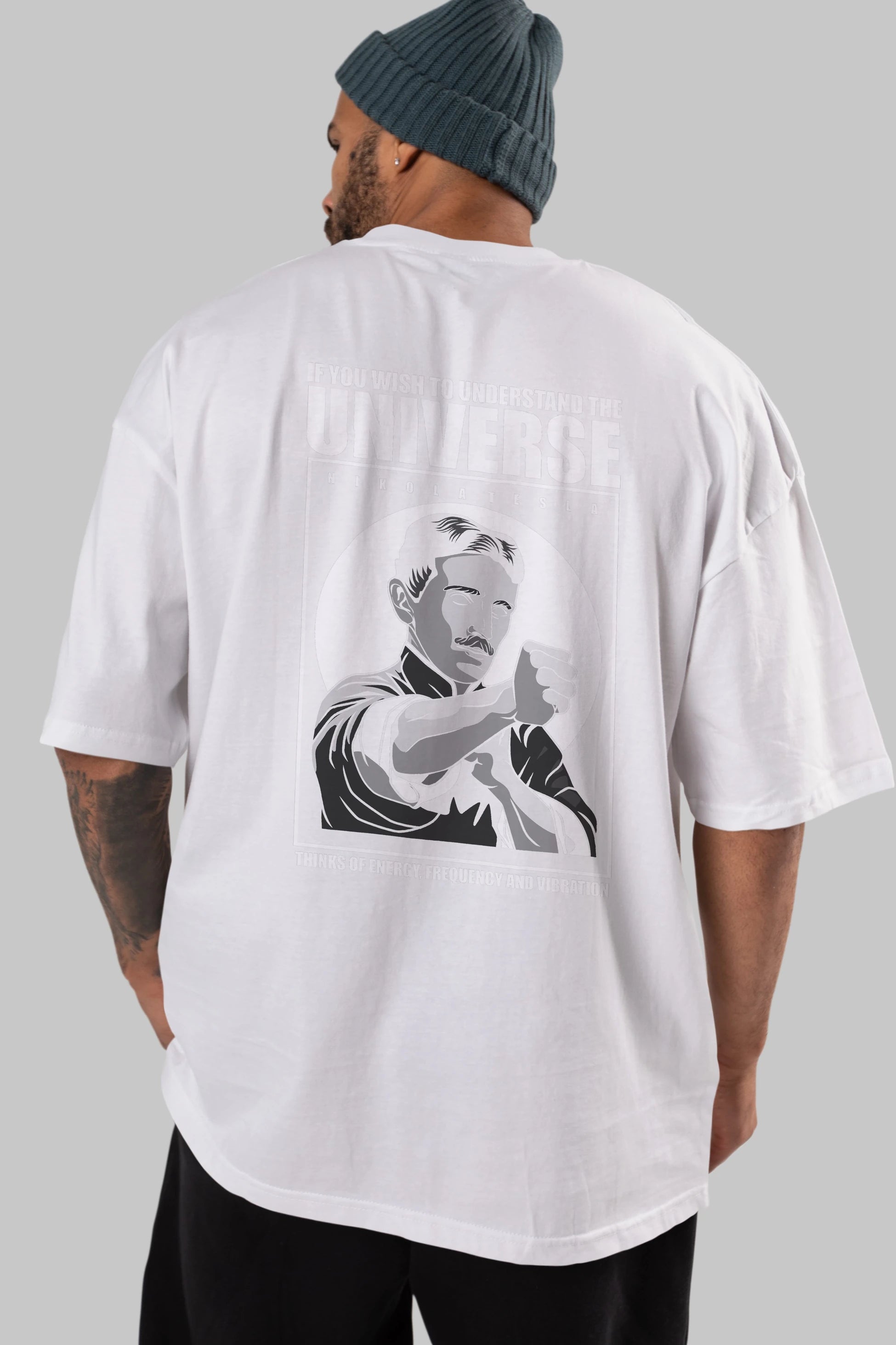 Nicola Tesla Ip Man Arka Baskılı Oversize t-shirt Erkek Kadın Unisex %100 Pamuk tişort