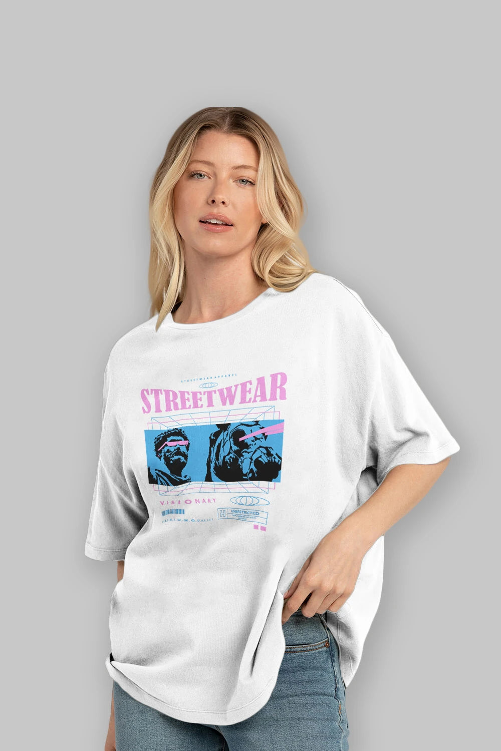 Streetwear Visionary Ön Baskılı Oversize t-shirt Erkek Kadın Unisex