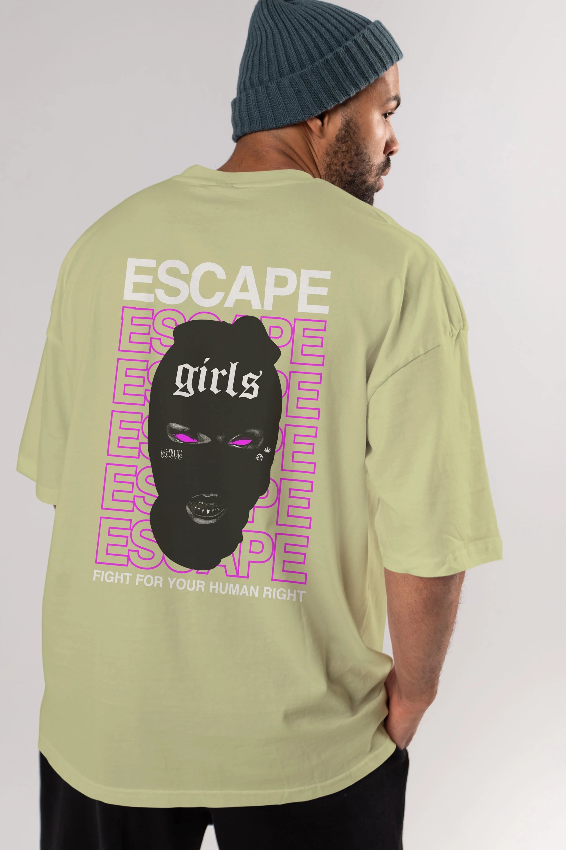 Escape Girl Arka Baskılı Oversize t-shirt Erkek Kadın Unisex