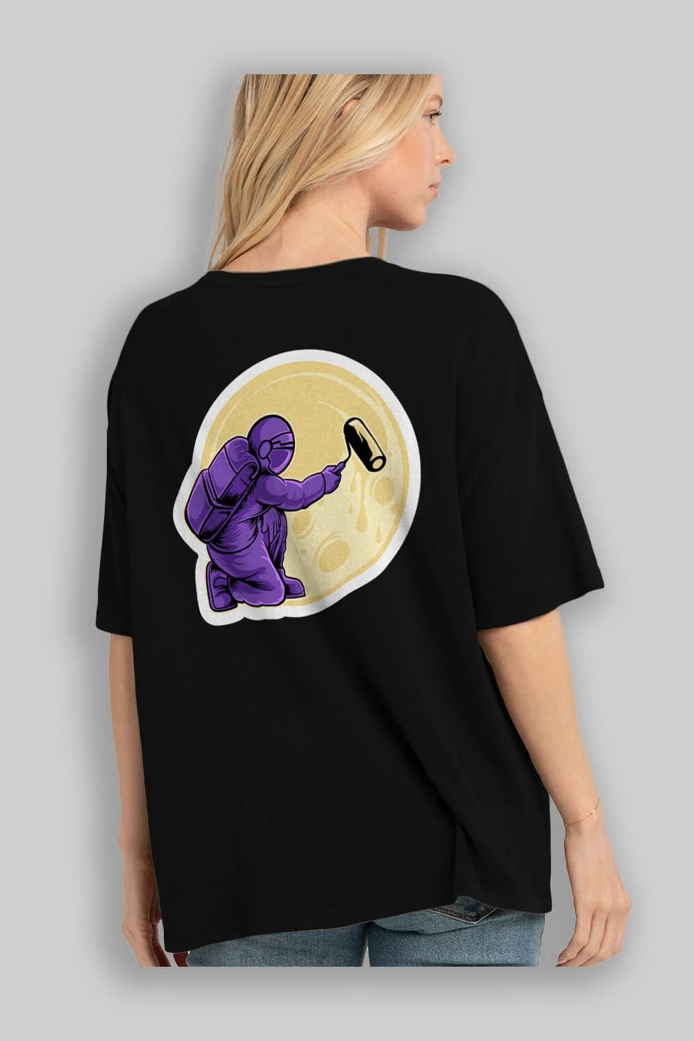 Astropaint Sticker Arka Baskılı Oversize t-shirt Erkek Kadın Unisex