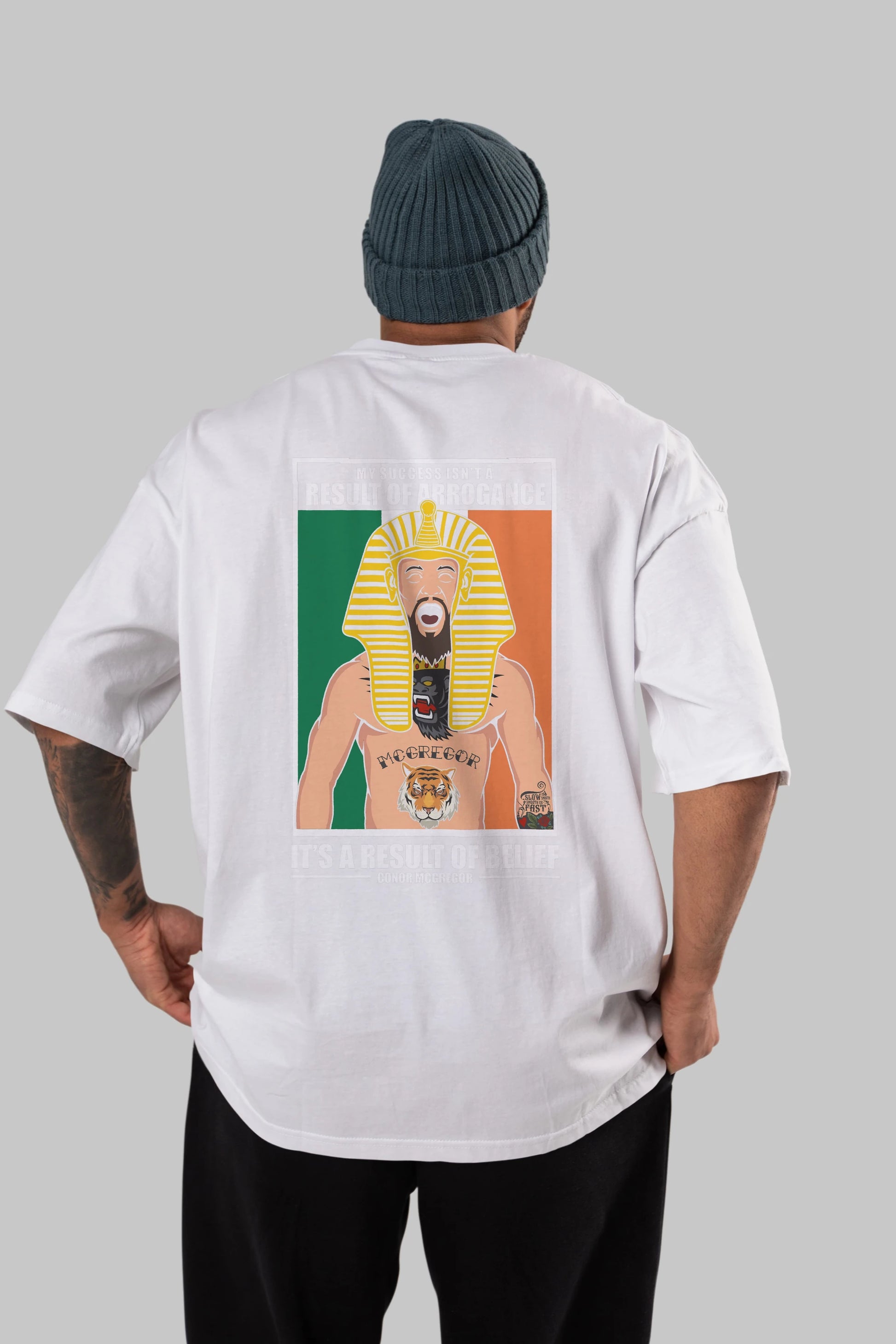 McGregor Pharaoh Arka Baskılı Oversize t-shirt Erkek Kadın Unisex %100 Pamuk tişort