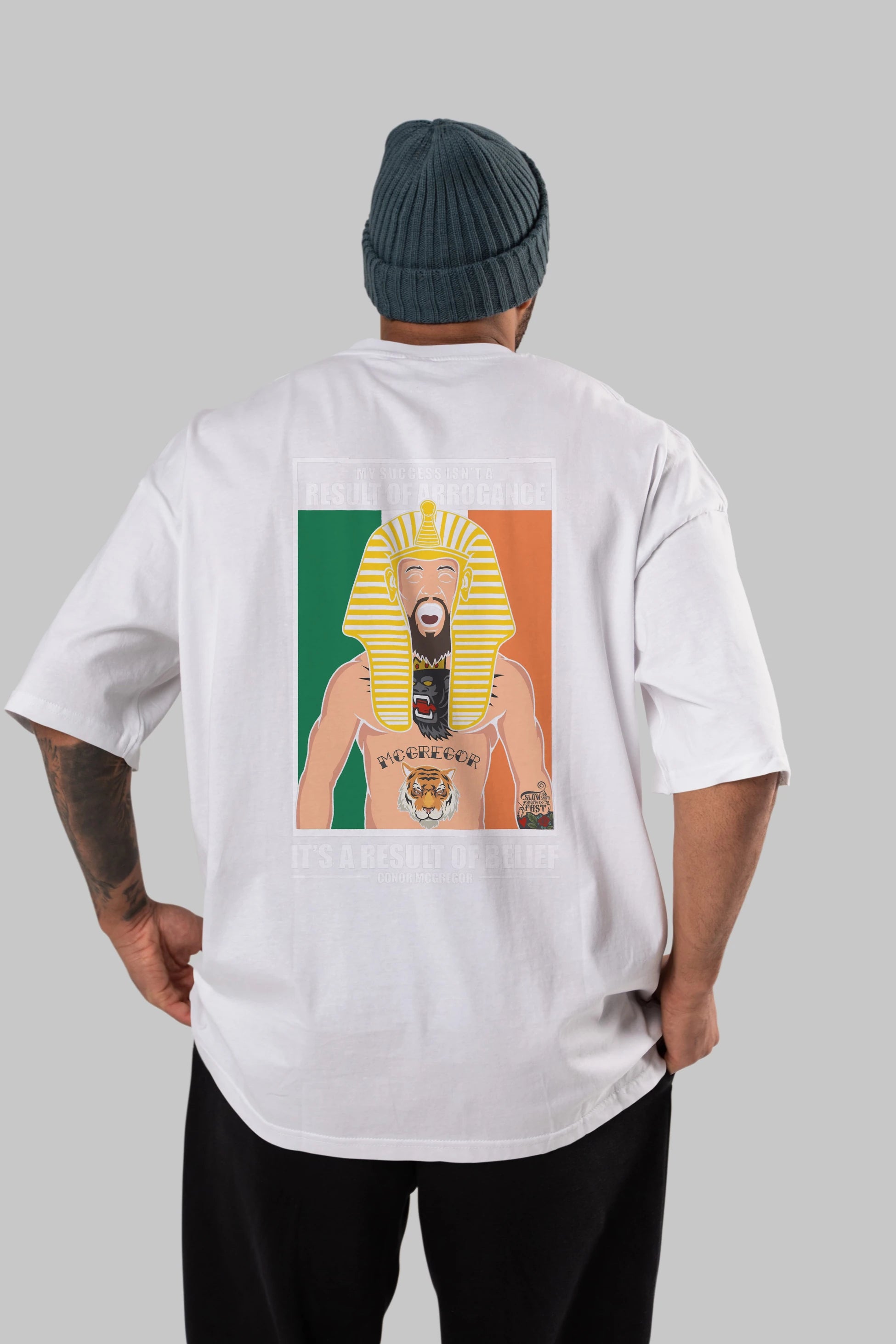 McGregor Pharaoh Arka Baskılı Oversize t-shirt Erkek Kadın Unisex %100 Pamuk tişort
