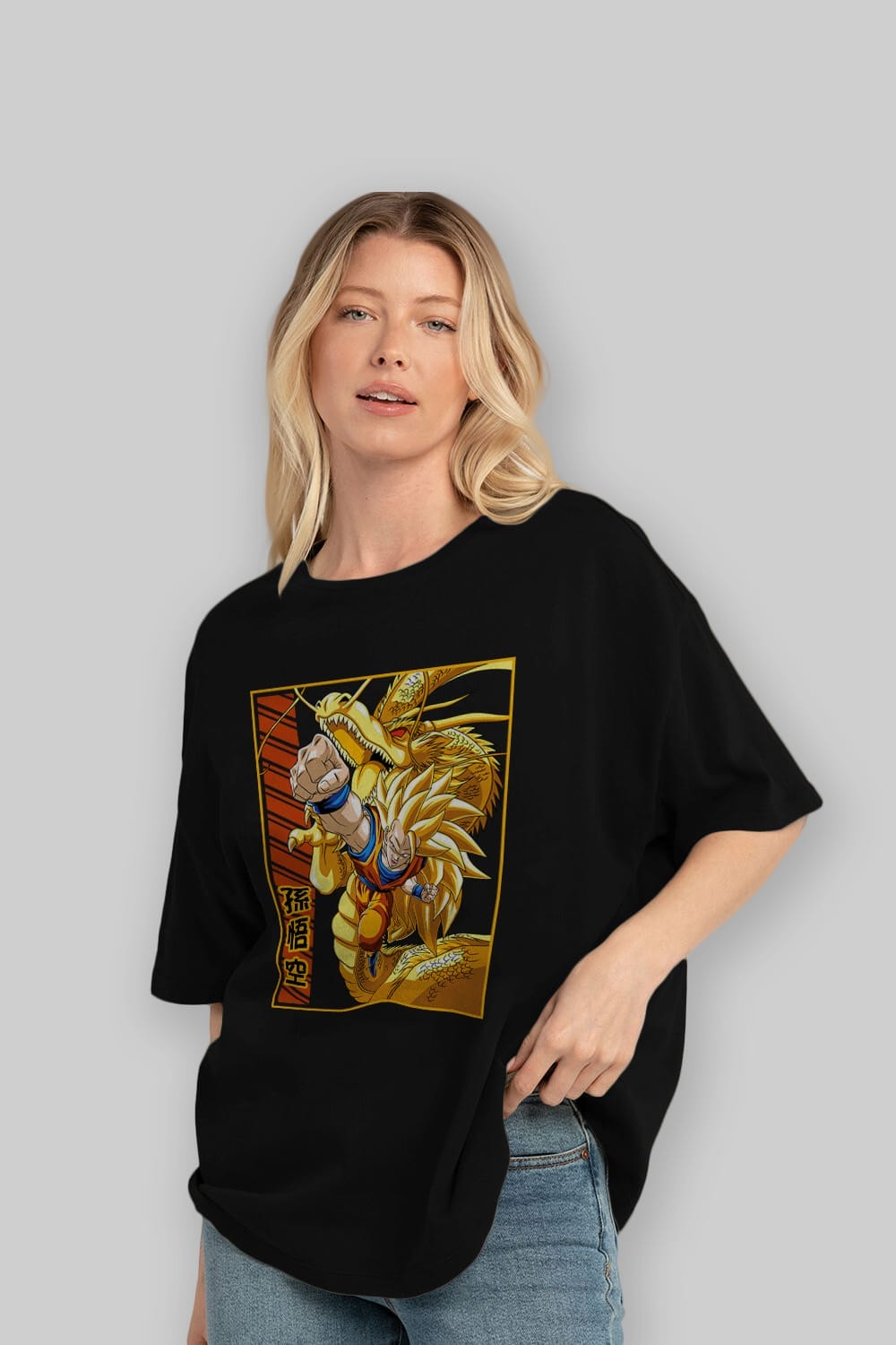 DragonBall Goku Anime Ön Baskılı Oversize t-shirt %100 pamuk Erkek Kadın Unisex