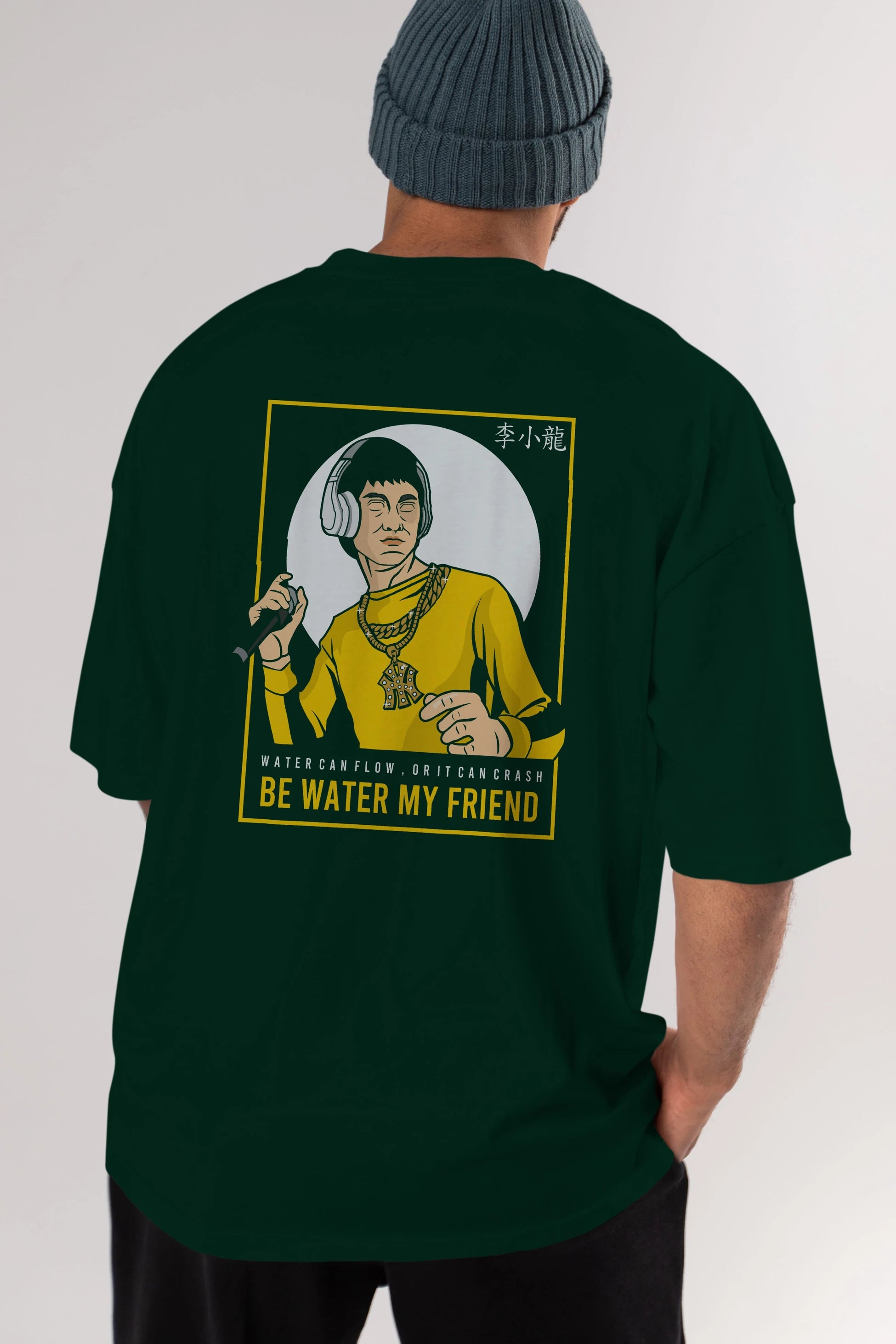 Bruce Lee Rapper Arka Baskılı Oversize t-shirt Erkek Kadın Unisex %100 Pamuk tişort