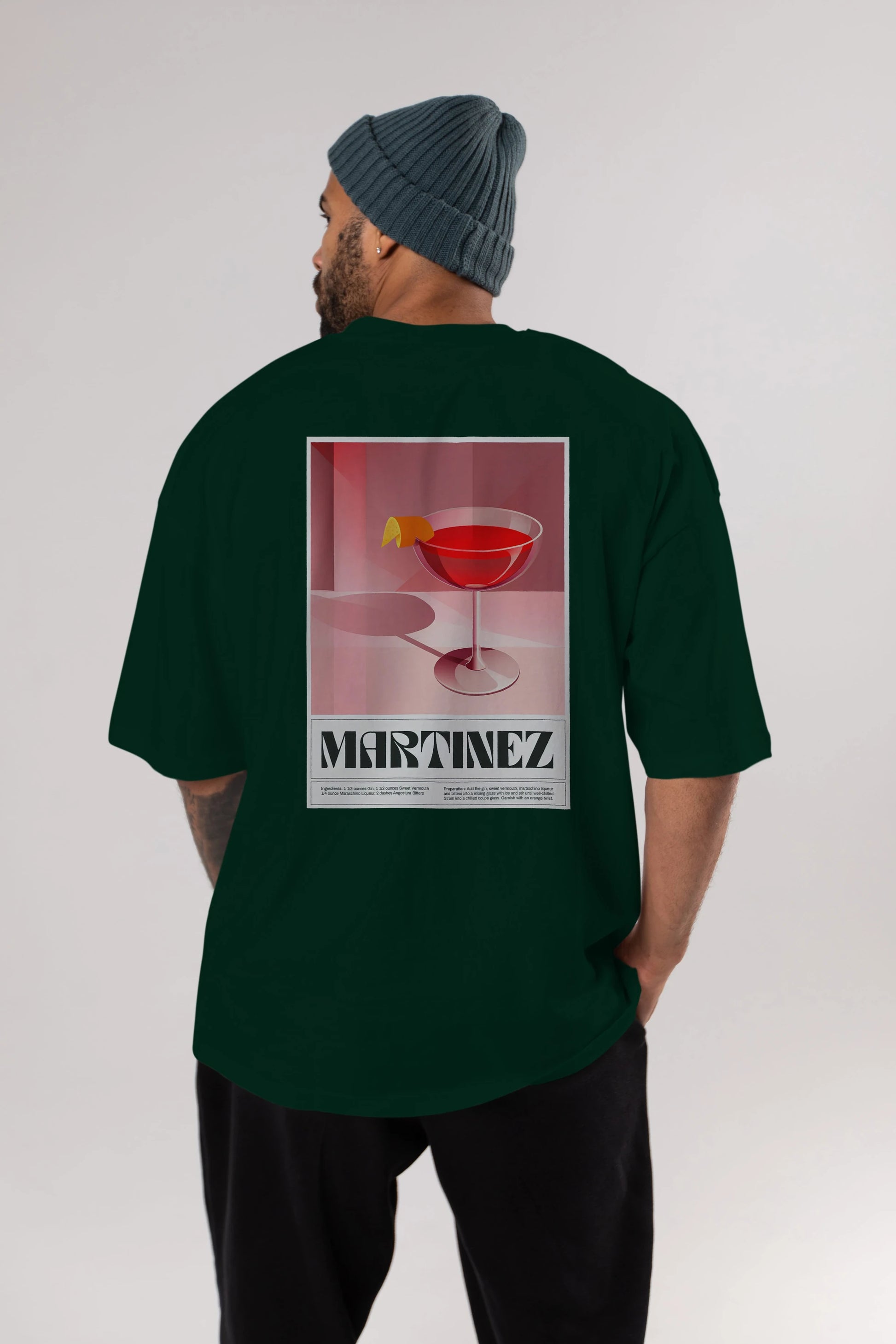 Martinez Arka Baskılı Oversize t-shirt Erkek Kadın Unisex %100 Pamuk Bisiklet Yaka tişort