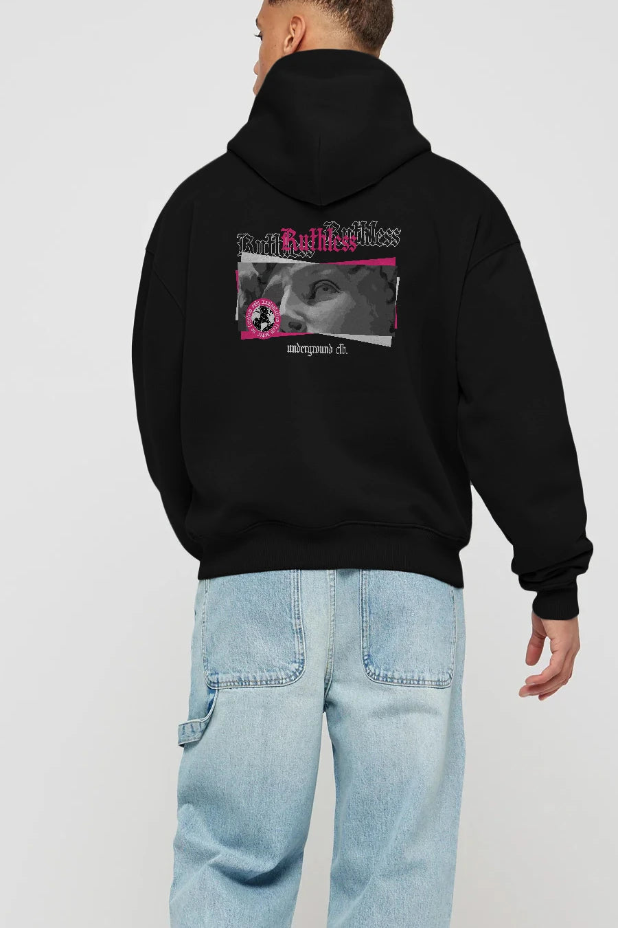 Ruthless Arka Baskılı Hoodie Oversize Kapüşonlu Sweatshirt Erkek Kadın Unisex