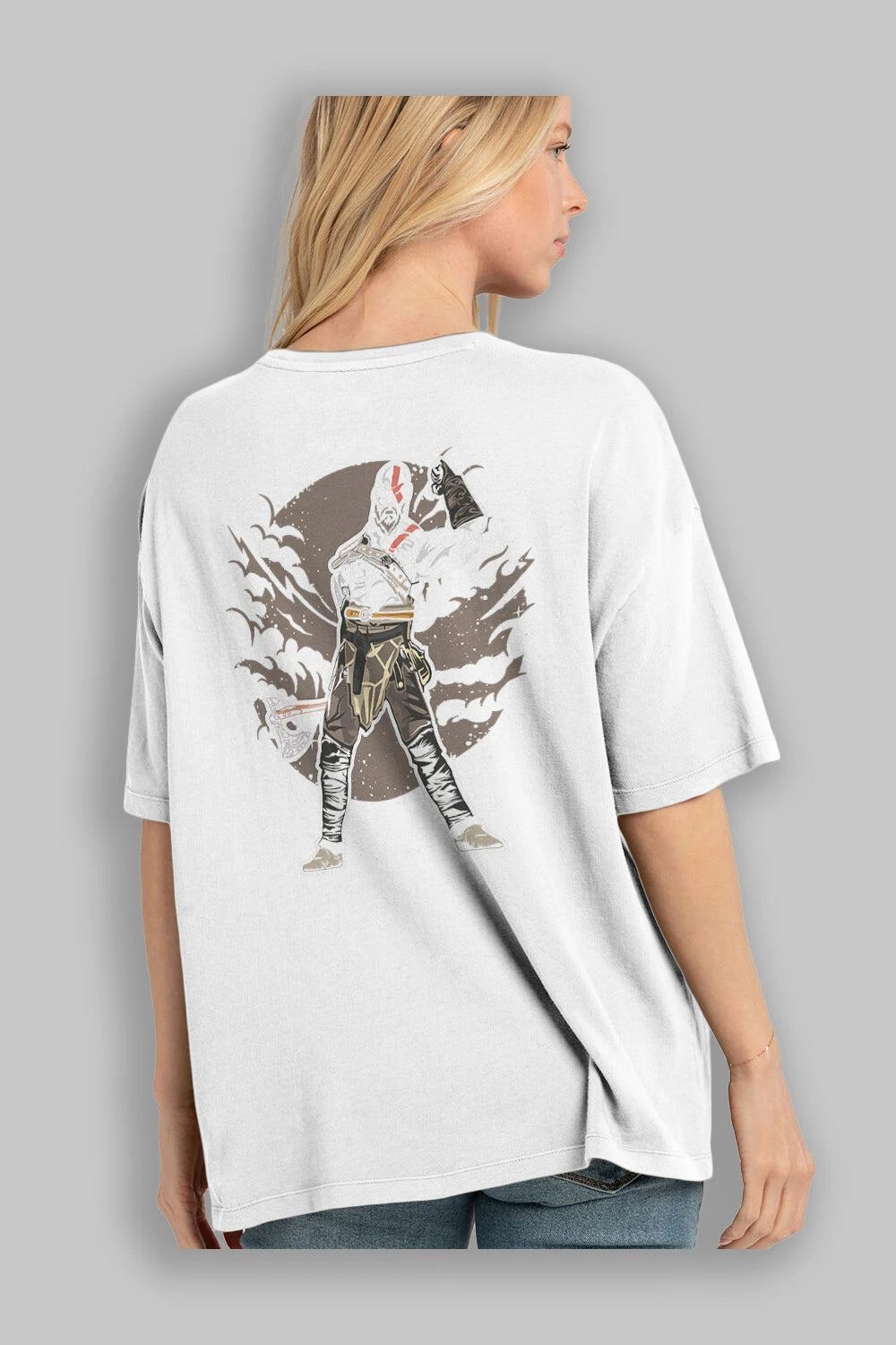 GOD OF WAR Arka Baskılı Oversize t-shirt Erkek Kadın Unisex %100 Pamuk