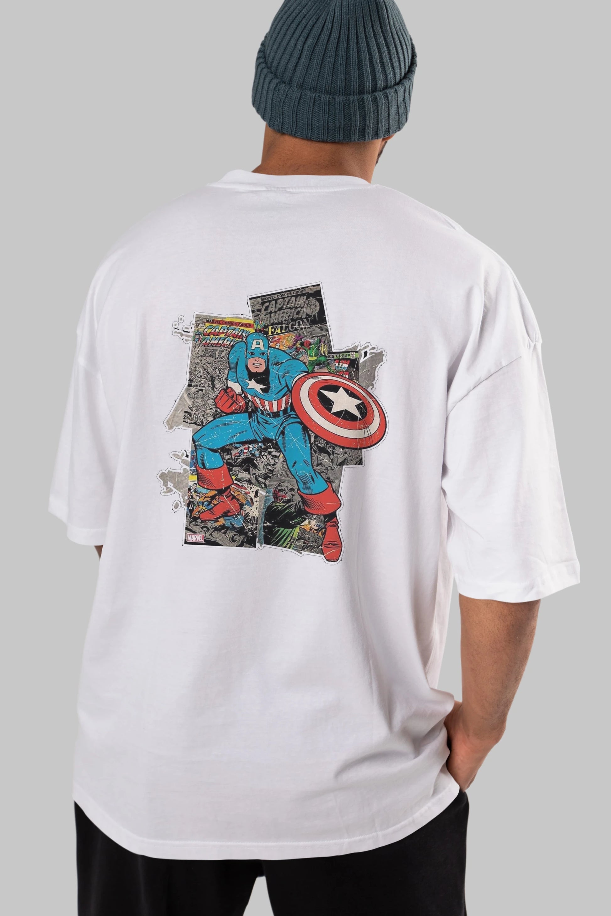 Captain America (2) Arka Baskılı Oversize t-shirt Erkek Kadın Unisex %100 Pamuk Bisiklet Yaka tişort