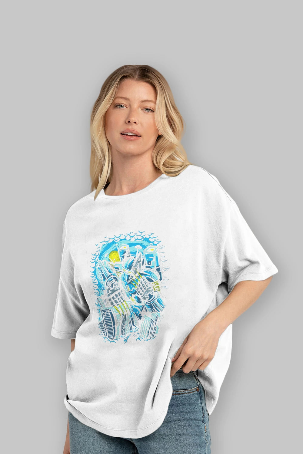 Destroy The City Ön Baskılı Oversize t-shirt Erkek Kadın Unisex %100 Pamuk tişort