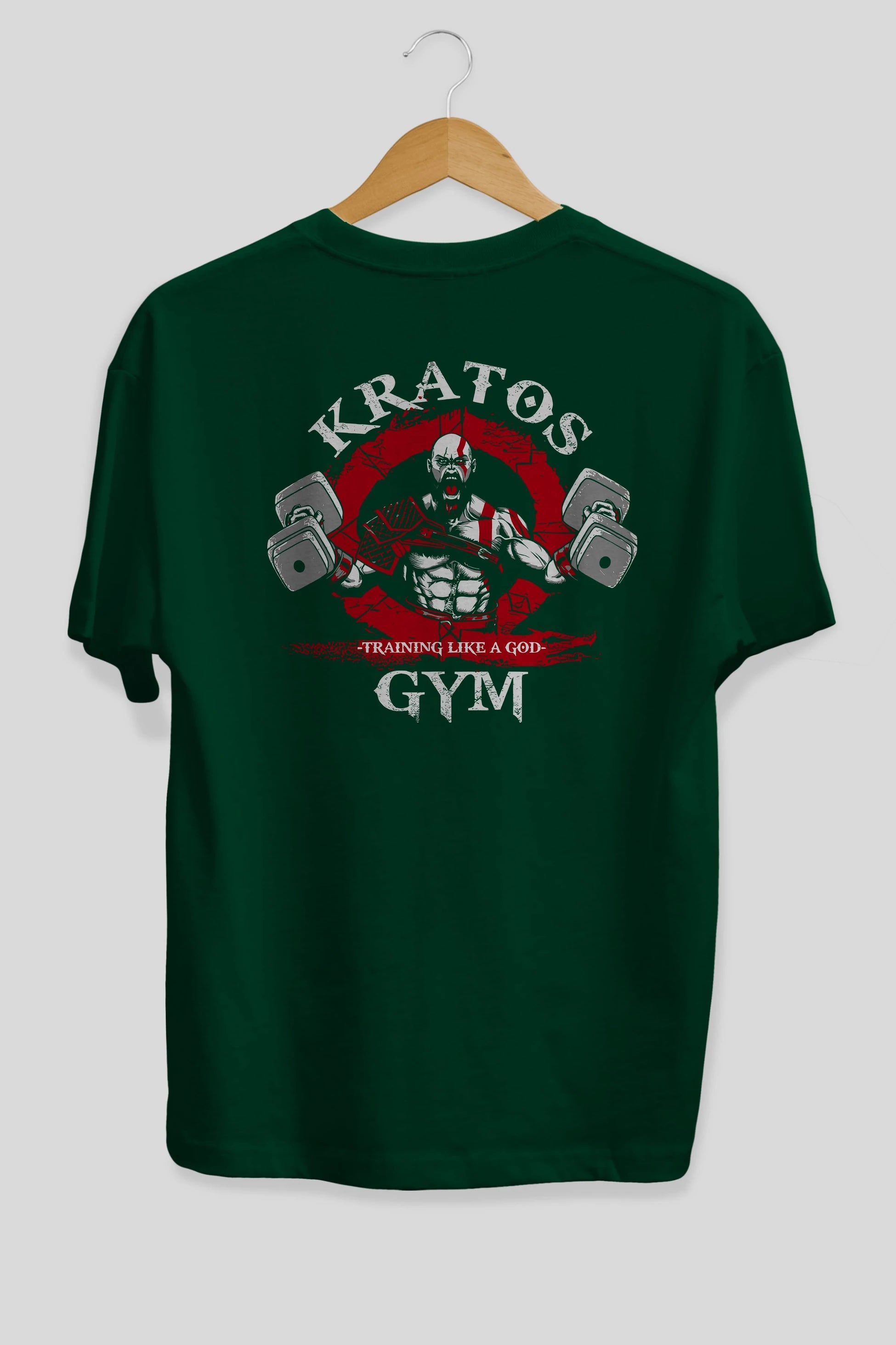 Kratos GYM Arka Baskılı Oversize t-shirt Erkek Kadın Unisex %100 Pamuk Bisiklet Yaka tişort