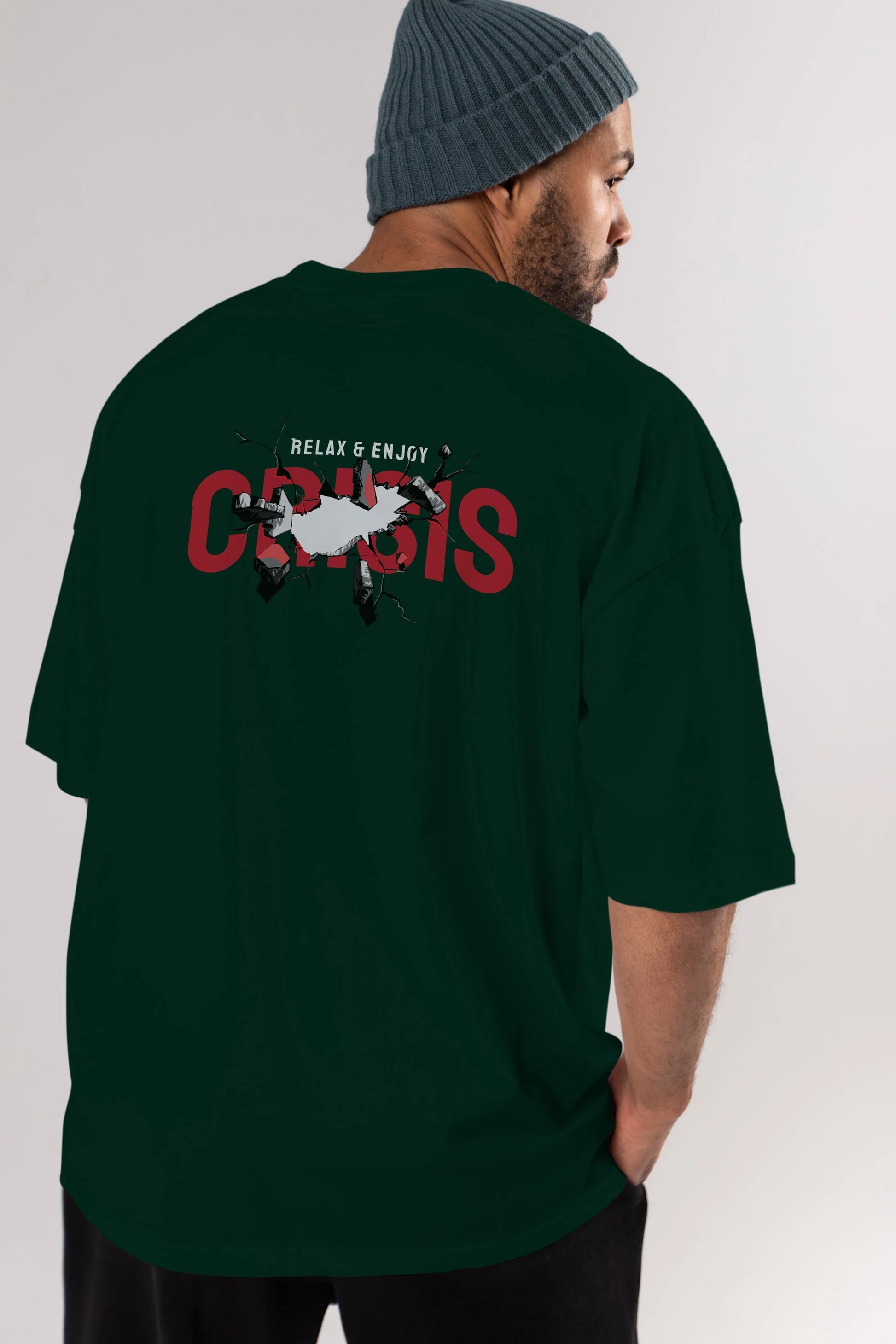 Relax and Enjoy Arka Baskılı Oversize t-shirt Erkek Kadın Unisex