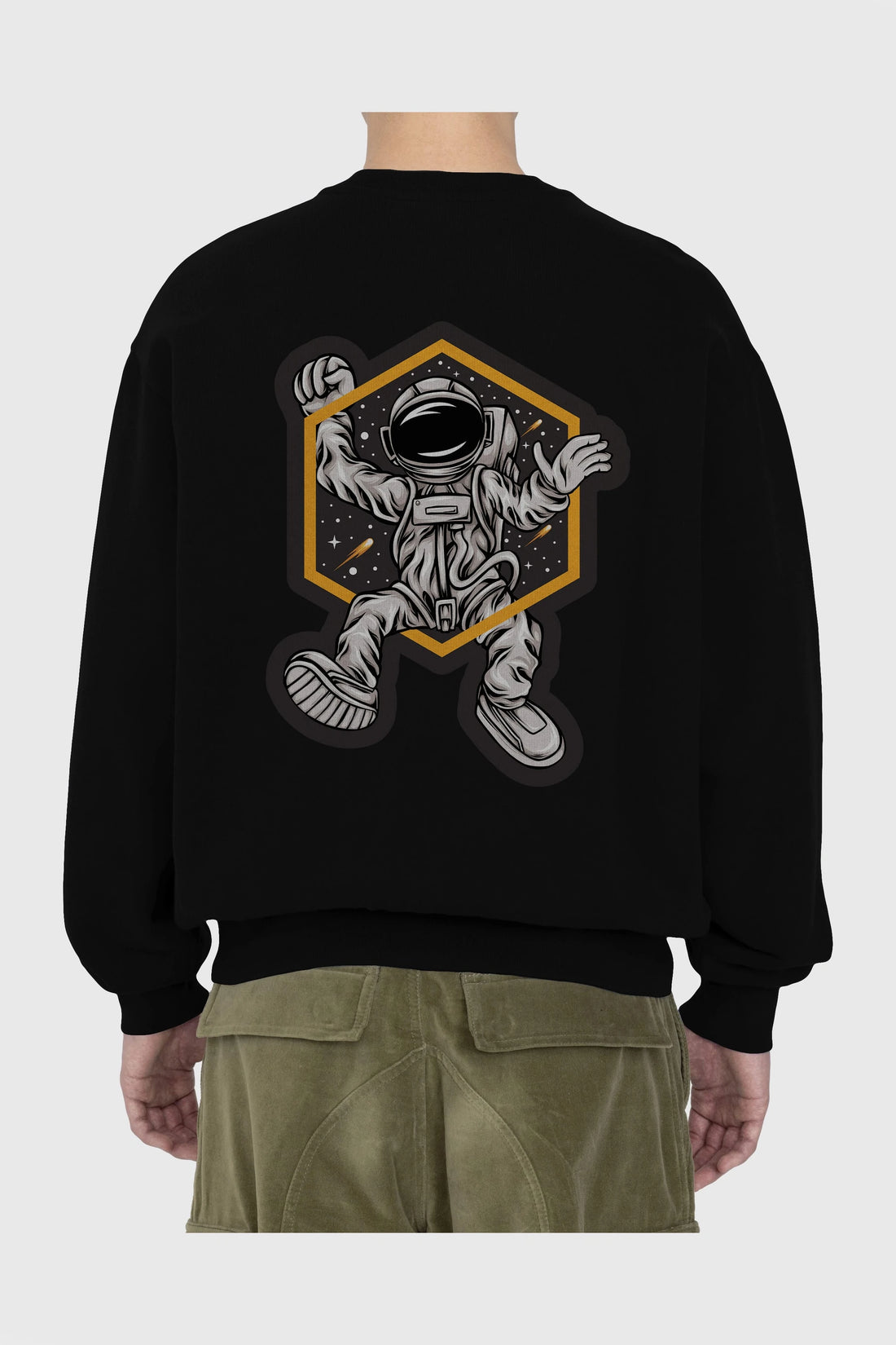 Astrofun Sticker Arka Baskılı Oversize Sweatshirt Erkek Kadın Unisex