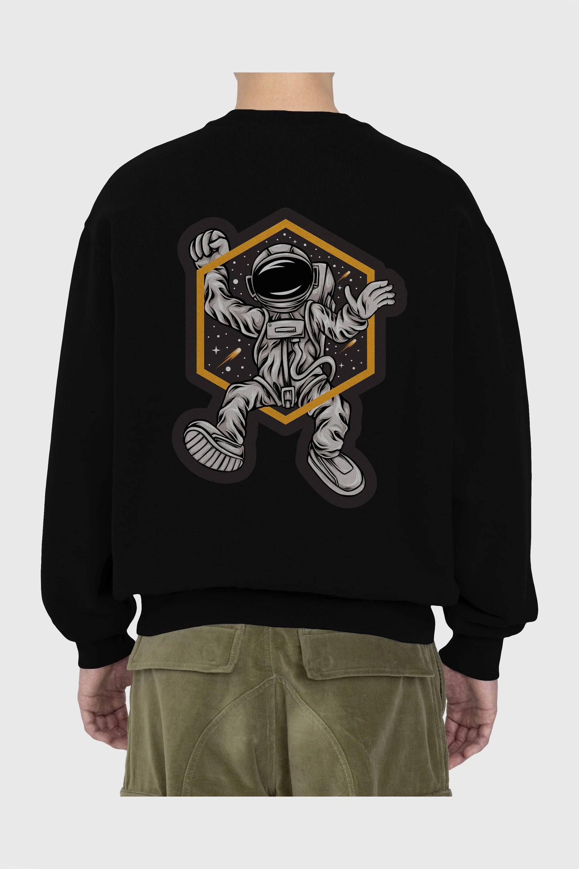 Astrofun Sticker Arka Baskılı Oversize Sweatshirt Erkek Kadın Unisex
